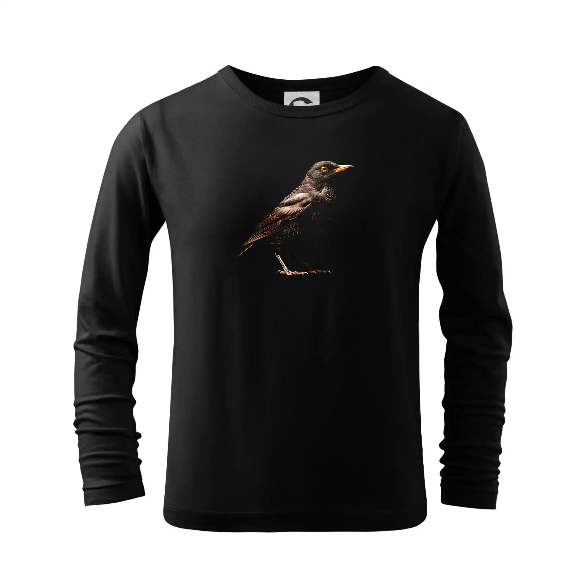 Tričko s motívmi vtákov - Kos čierny čierna fotka - Tričko detské Long Sleeve