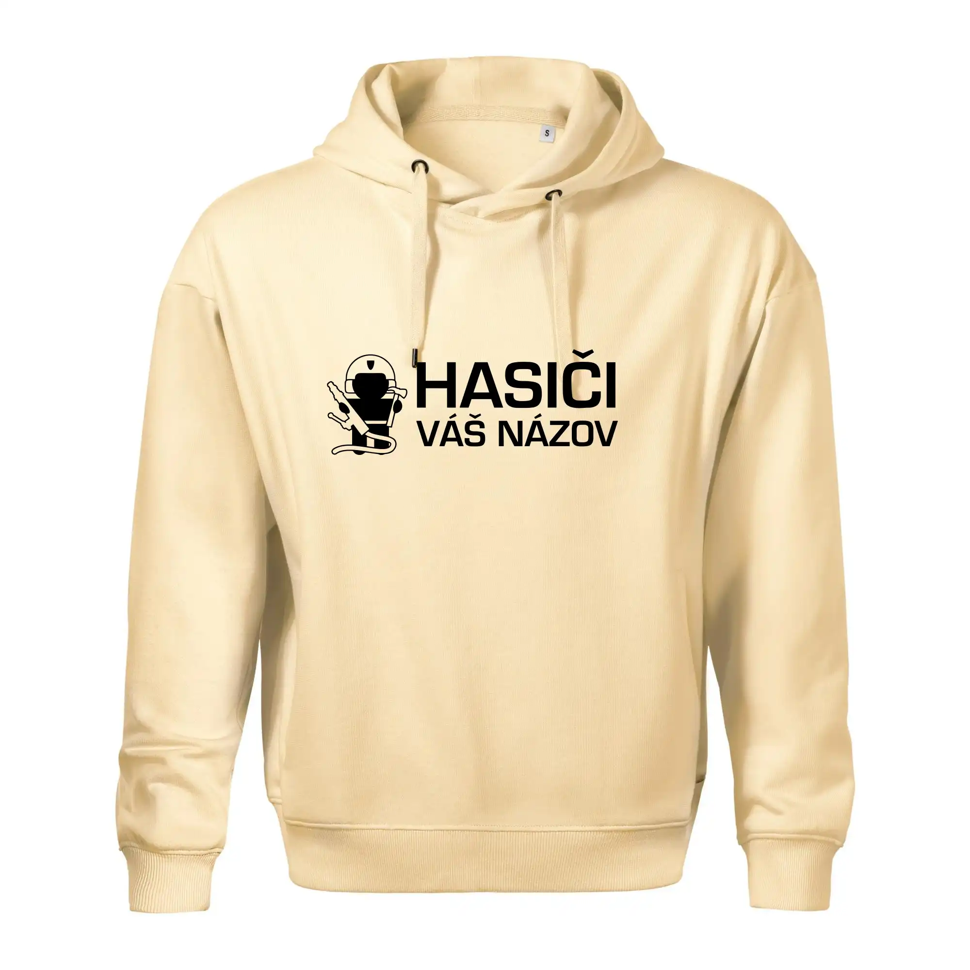 Originálne tričká pre hasičov - Hasiči postavička - vlastný nápis - Oversized mikina pánska Moon - kratšia + širšia