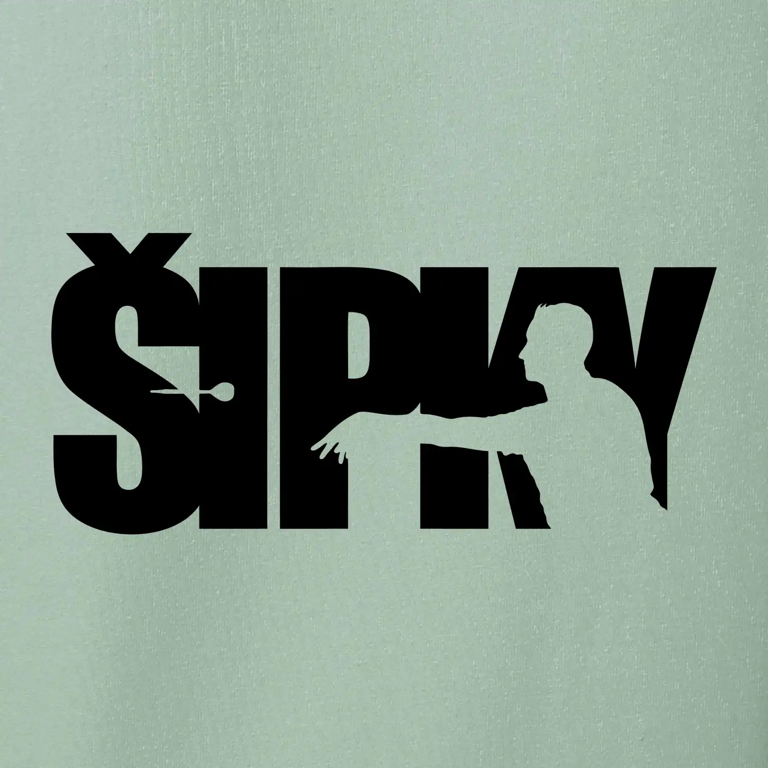 Šipky - nápis se šipkařem