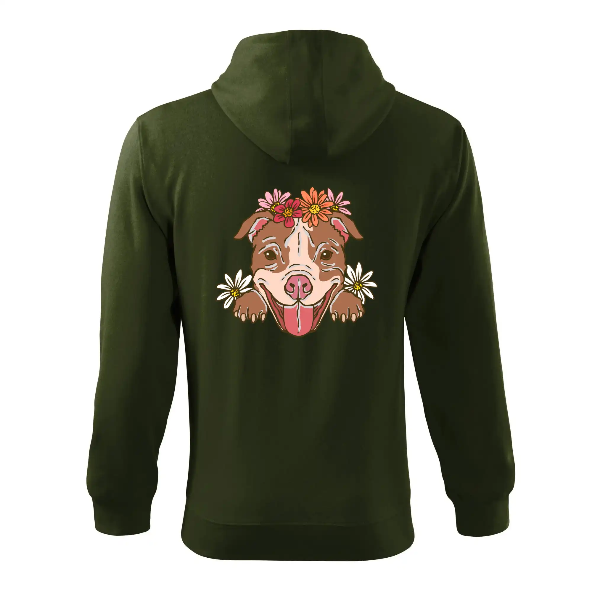 Americký stafordširský teriér hlava s květinami