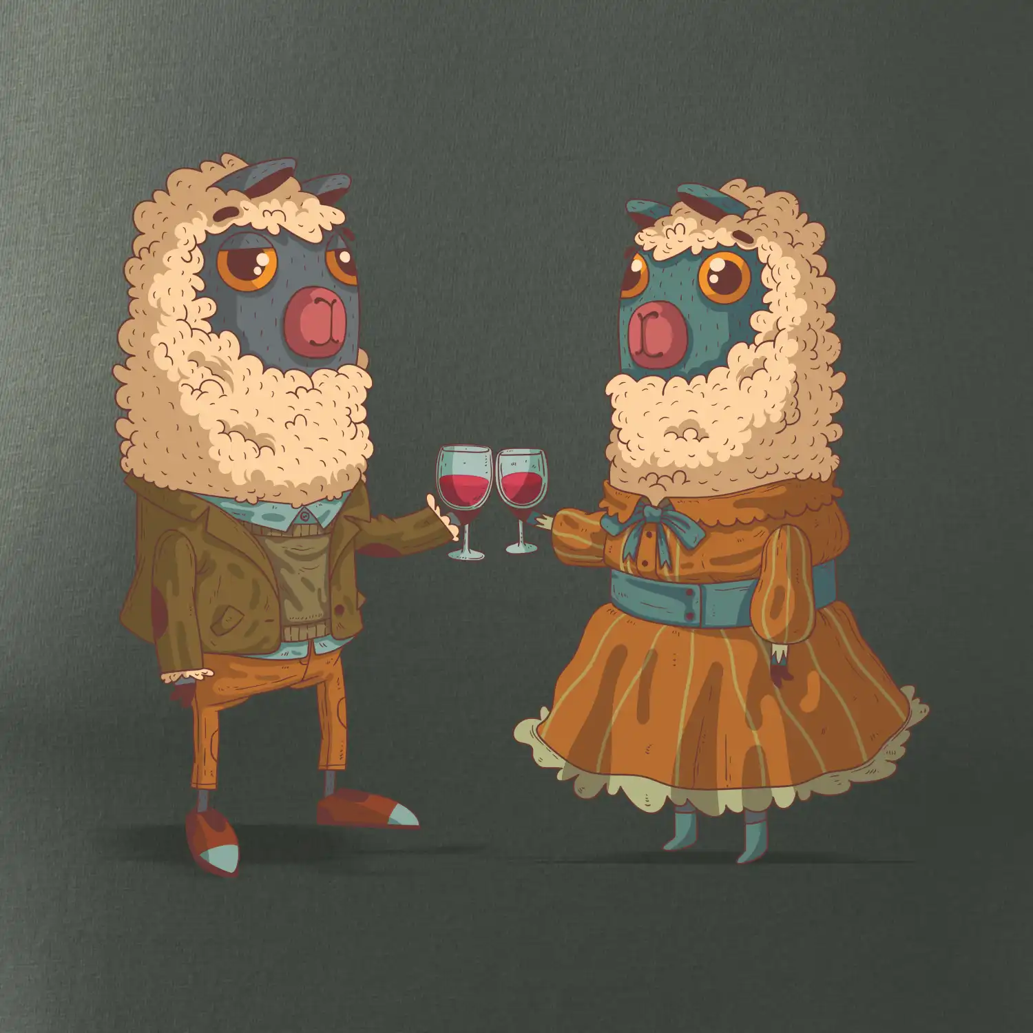 Alpaky s vínem pár