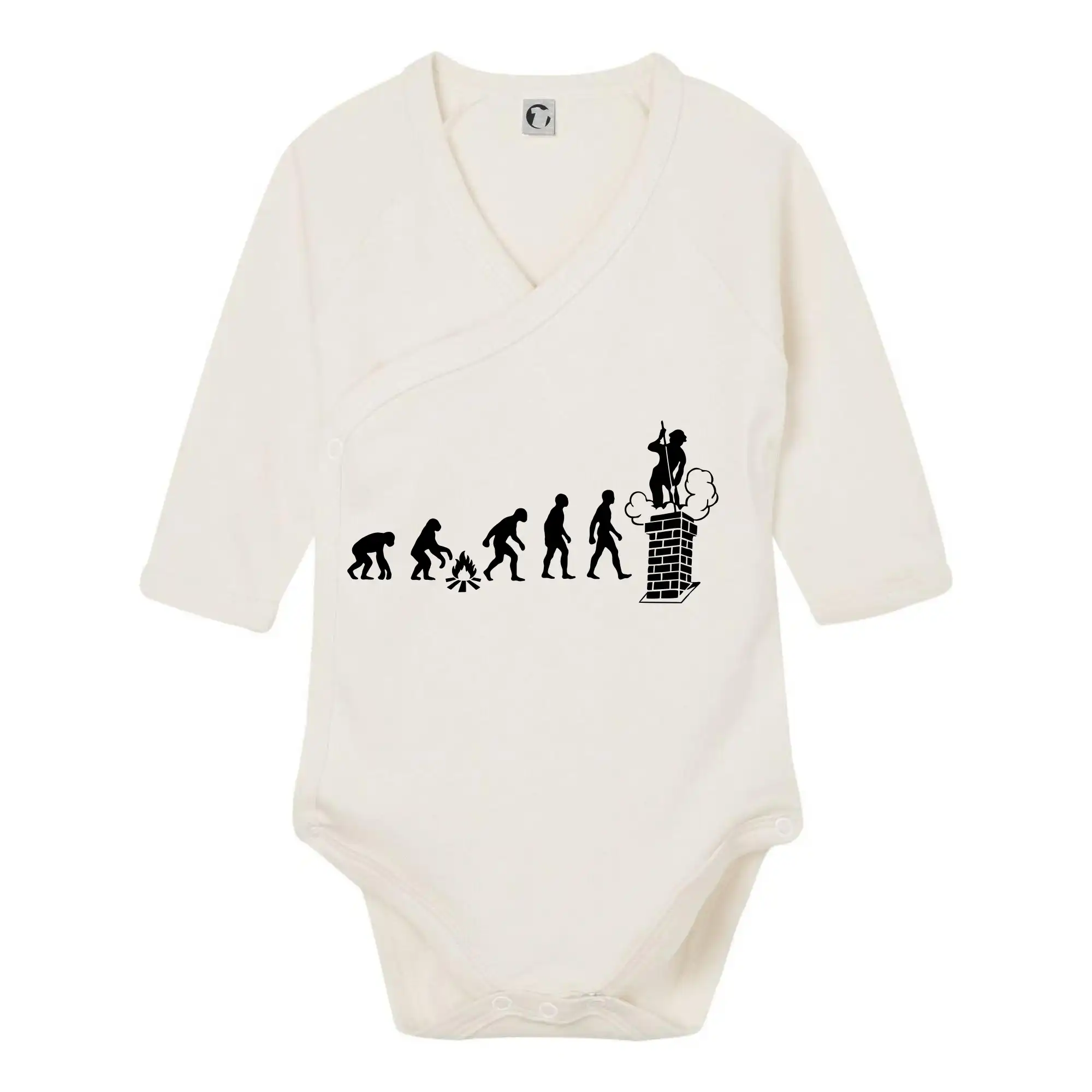 Vtipné tričká do práce - Evolúcia kominár - Body zavinovacie s dlhým rukávom