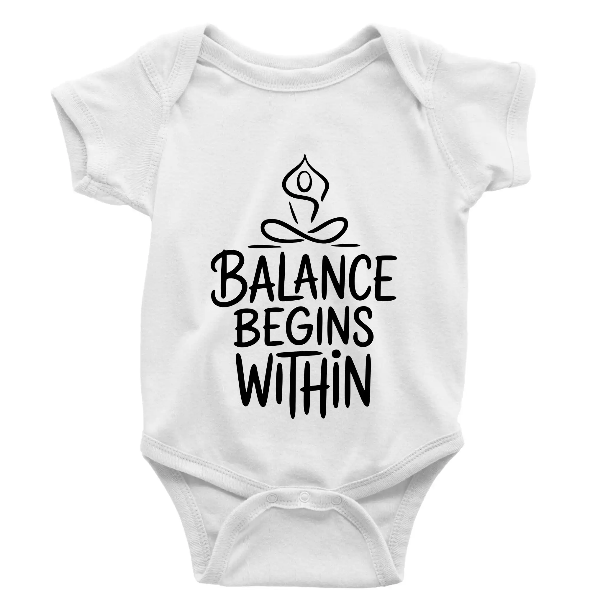 Tričká na jógu - Balance begins within nápis - Body dojčenské s krátkym rukávom
