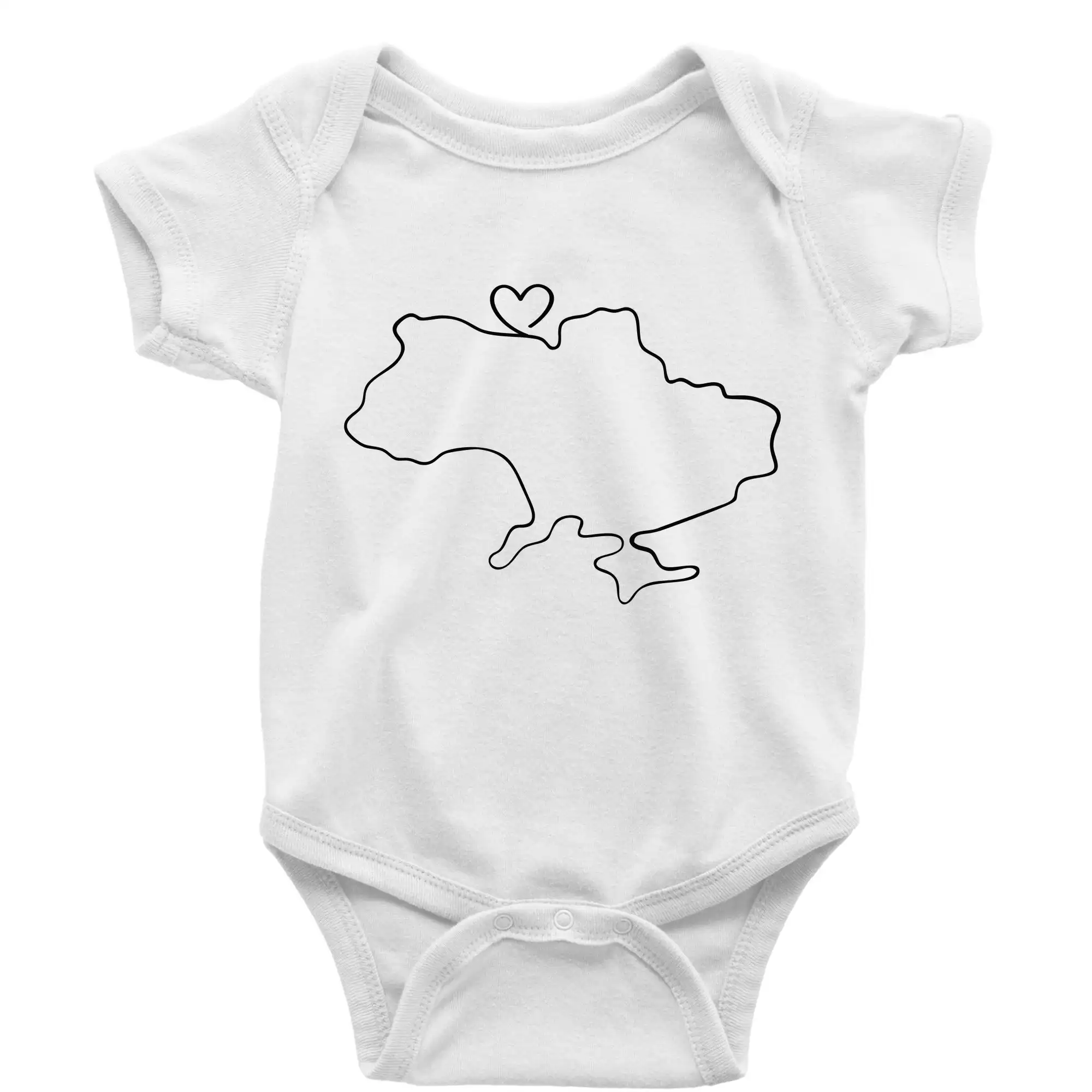 Tričká s vlajkou ukrajiny - Mapa Ukrajiny - srdce - Body dojčenské s krátkym rukávom