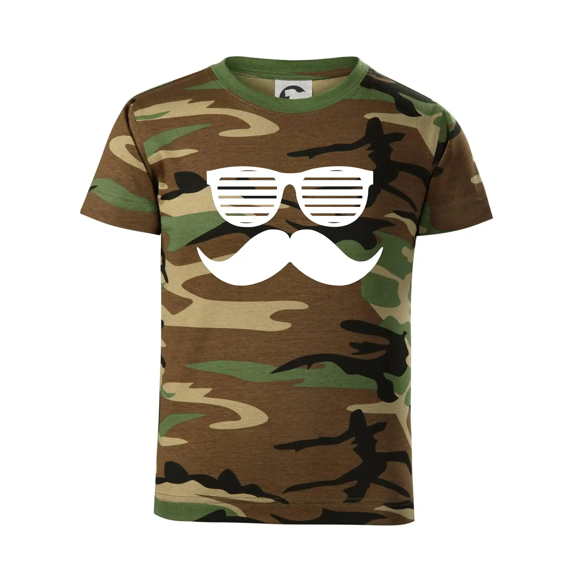 Tričká s fúzikmi - Mustache okuliare - Detské maskáčové tričko