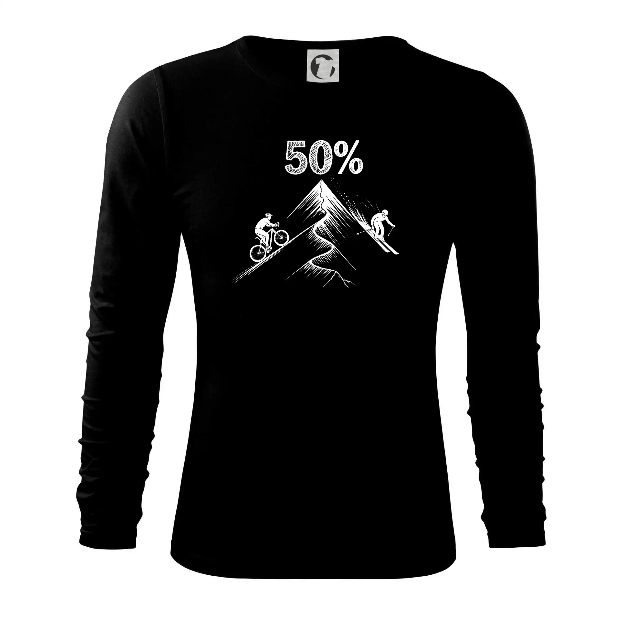 Tričká k narodeninám - Narodeniny cyklista a lyžiar 50 - Tričko s dlhým rukávom FIT-T long sleeve