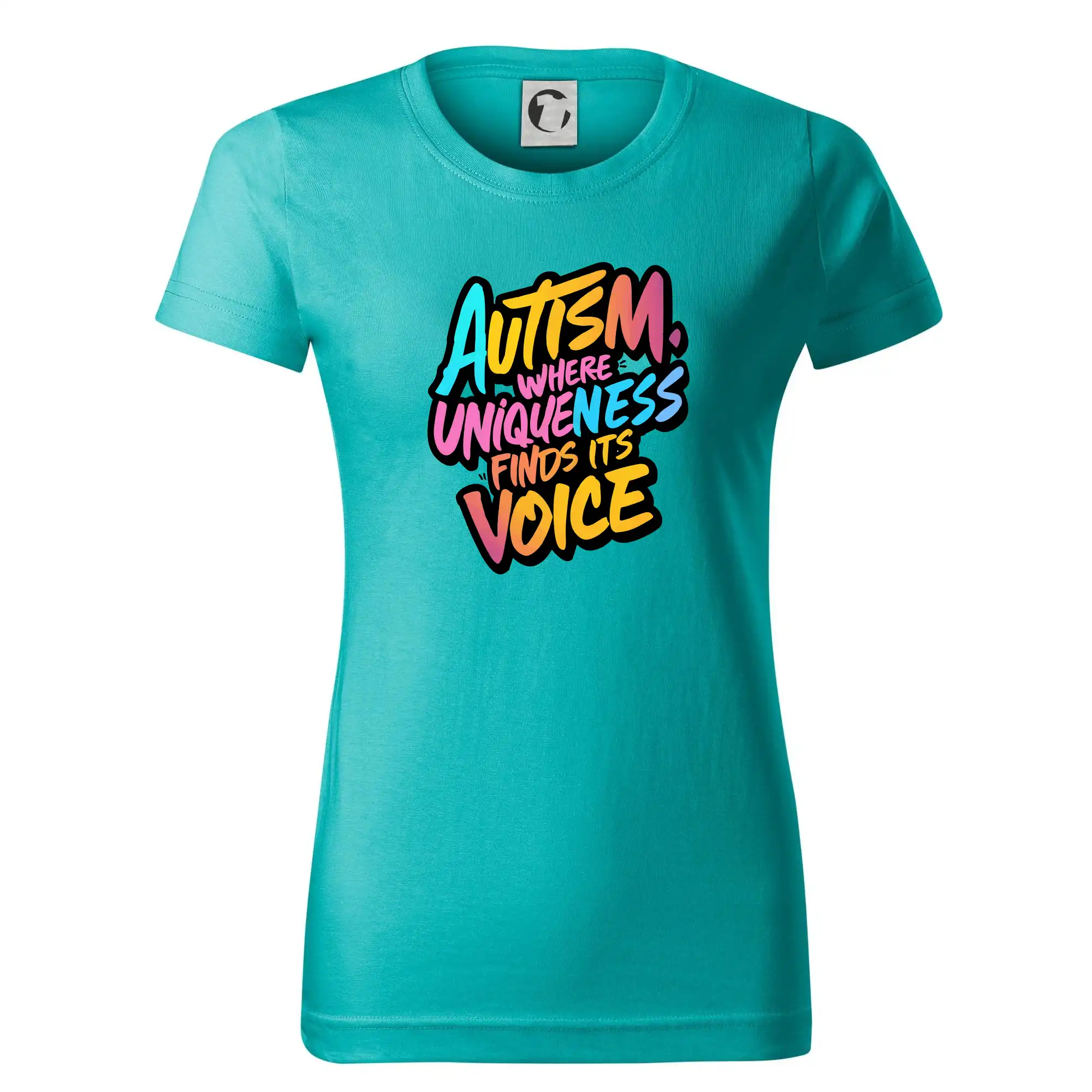 Tričká a mikiny pre autistov - Autism Where Uniqueness Finds Its Voice - Dámske tričko basic - ľahko voľnejšie a dlhšie