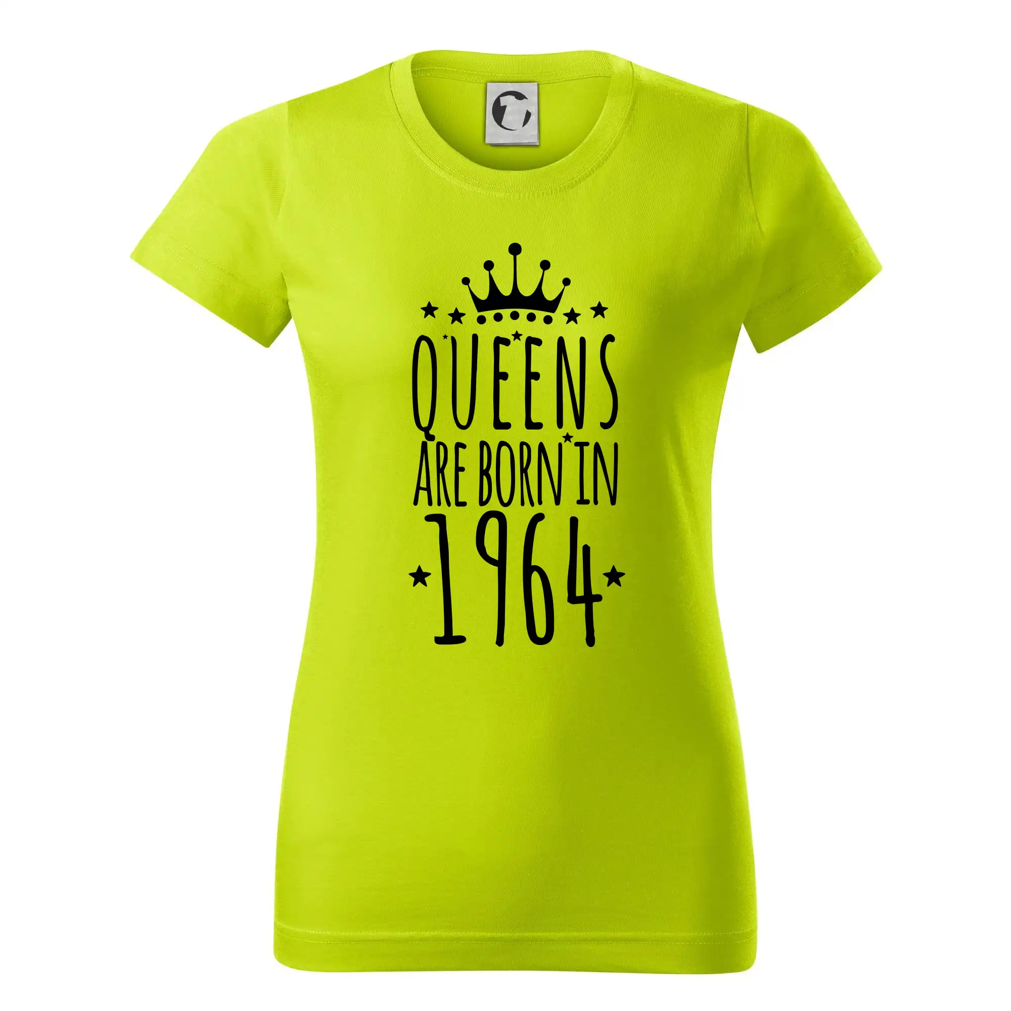 Trička s ročníkom 1964 - Queens are born in 1964 - Dámske tričko basic - ľahko voľnejšie a dlhšie