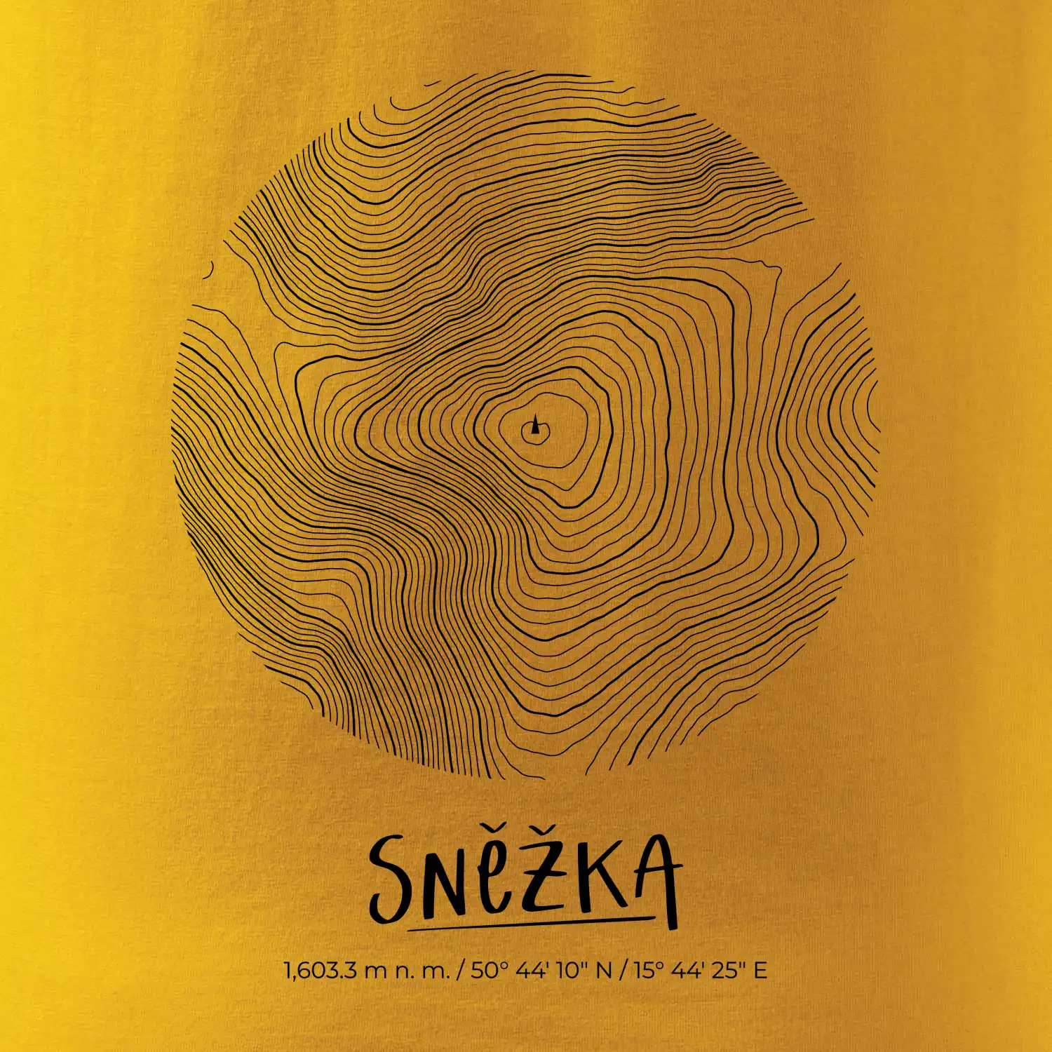 Sněžka - vrstevnice v kruhu