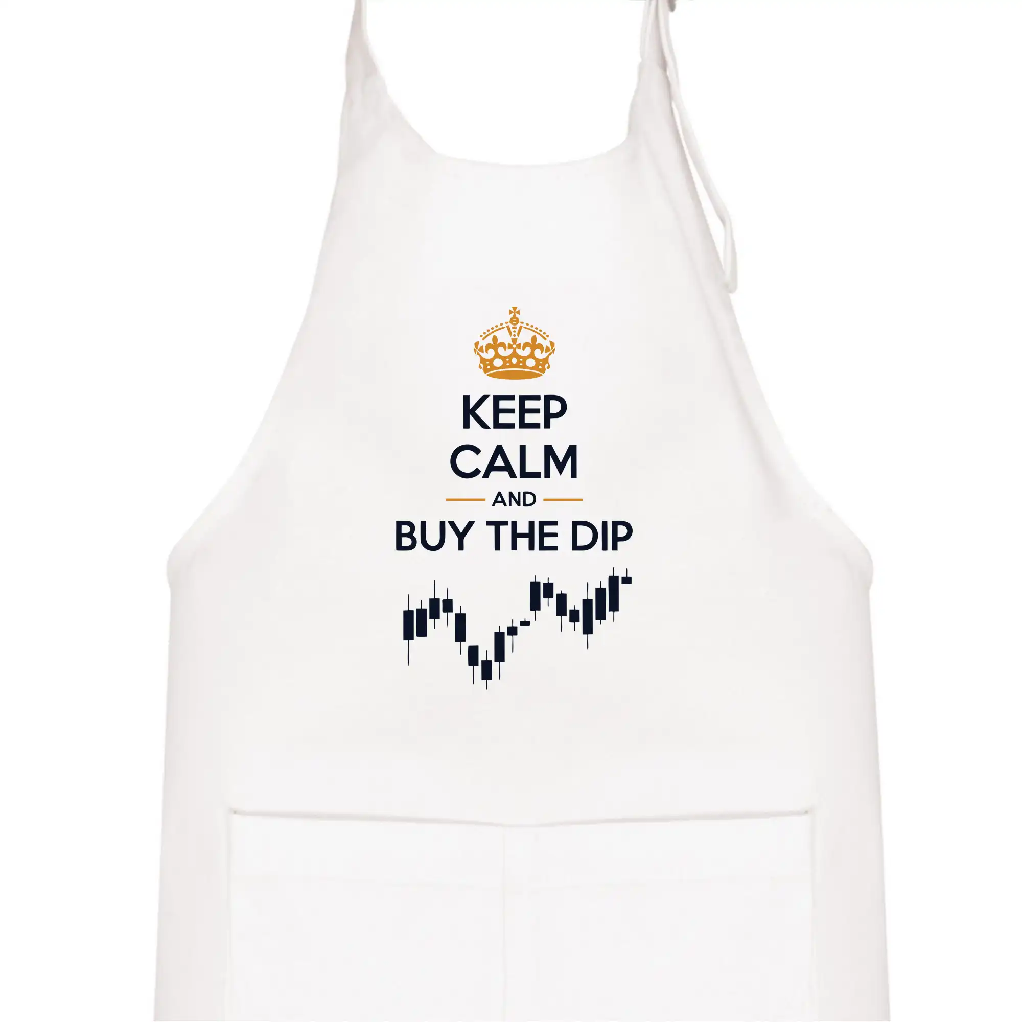 Keep Calm and Buy the Dip - koruna a graf - Detská zástera na varenie