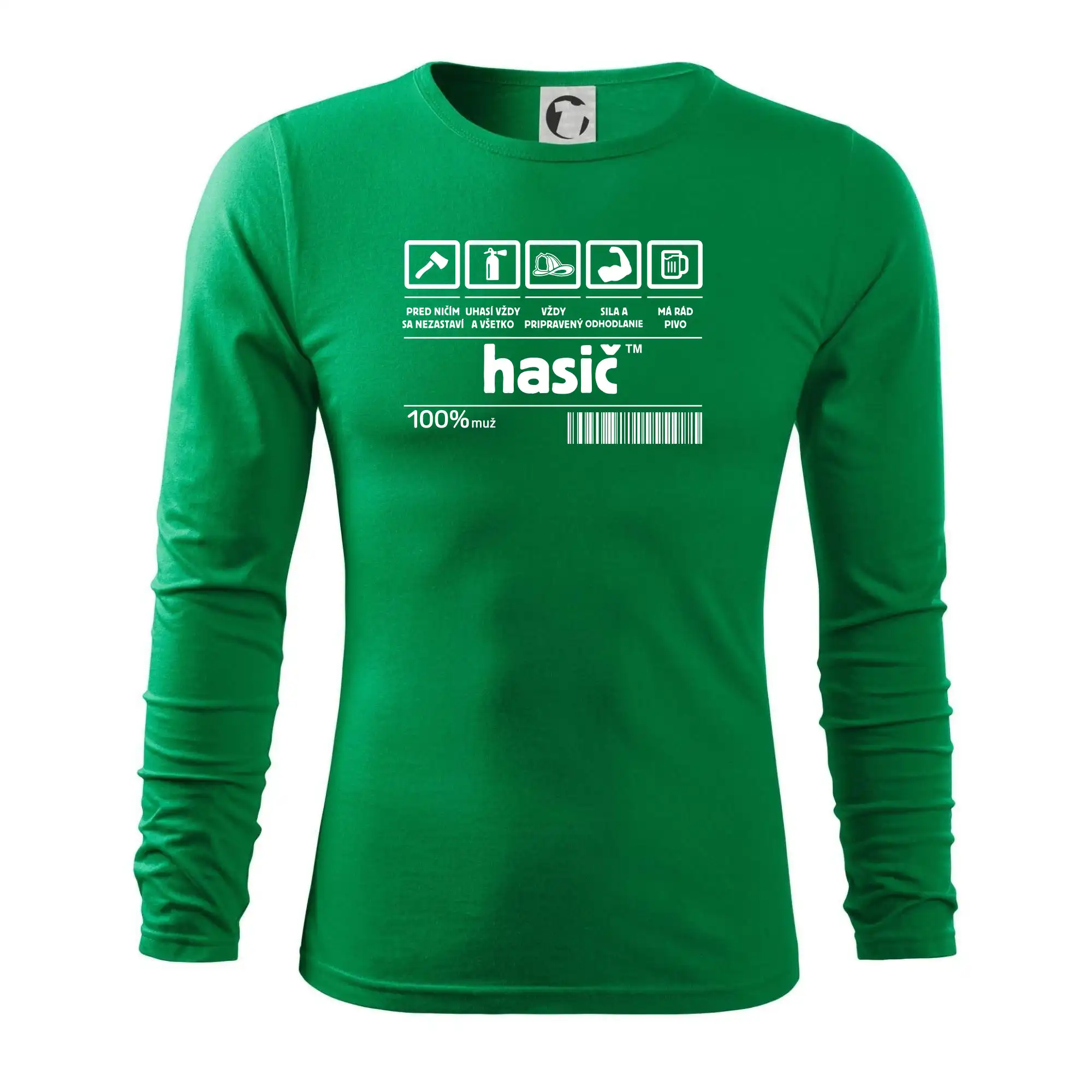 Originálne tričká pre hasičov - Čiarový kód - Hasič / hasička - Tričko s dlhým rukávom FIT-T long sleeve