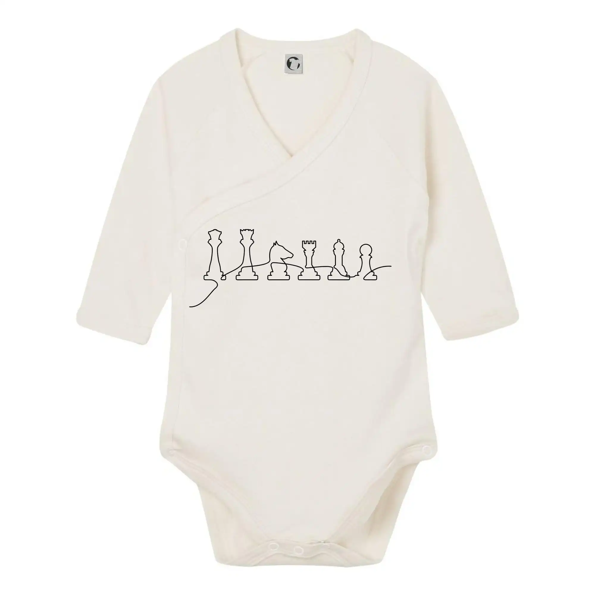 Tričká pre hráčov - Šachové figúrky v rade - obrys - Body zavinovacie s dlhým rukávom