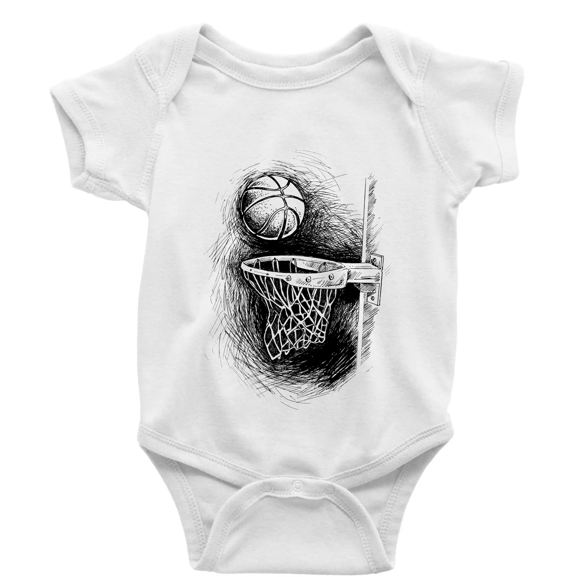 Basketbalová tričká - Basketball - kresba ceruzkou - Body dojčenské s krátkym rukávom