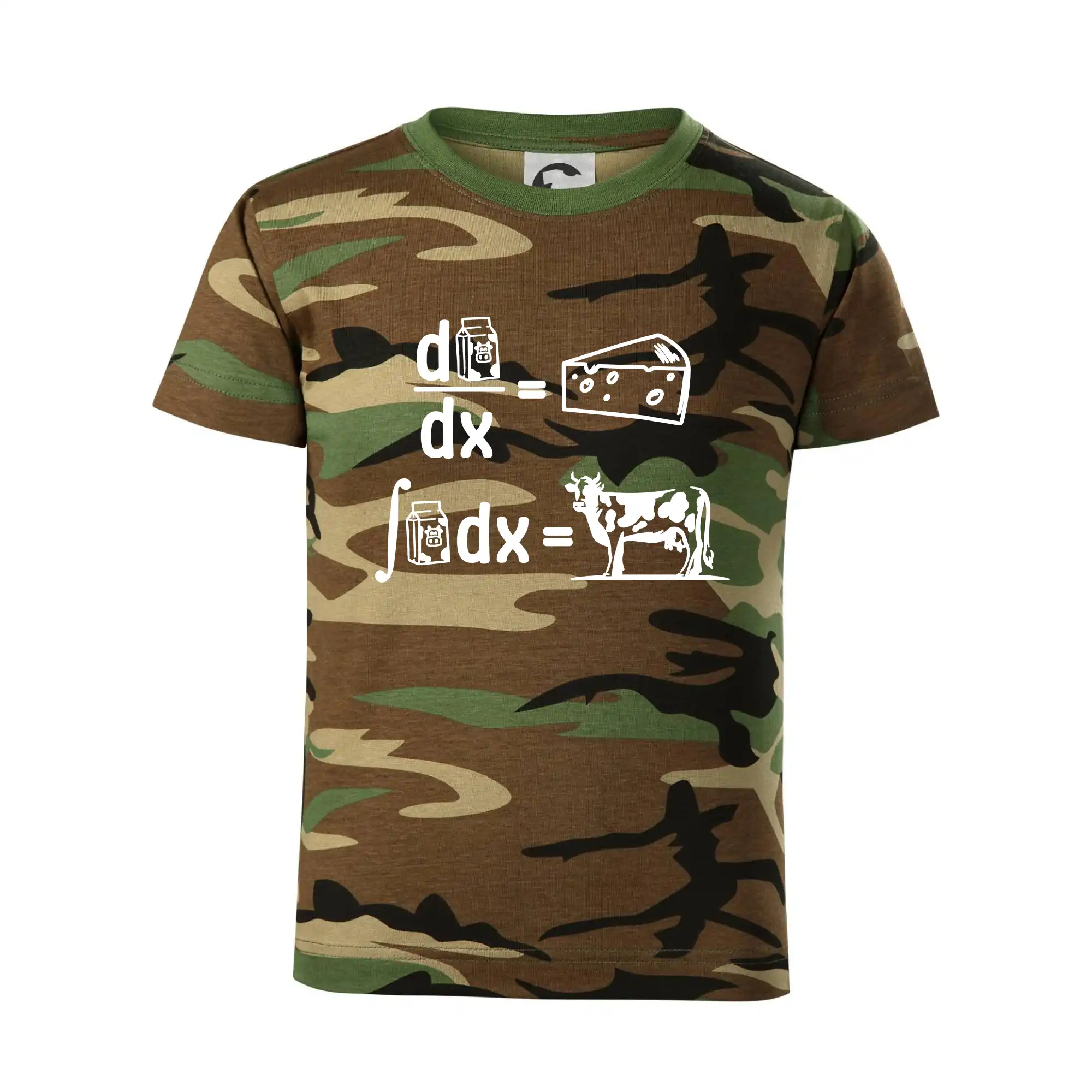 Vtipné tričká pre matematiky - Matematika mlieko - Detské maskáčové tričko