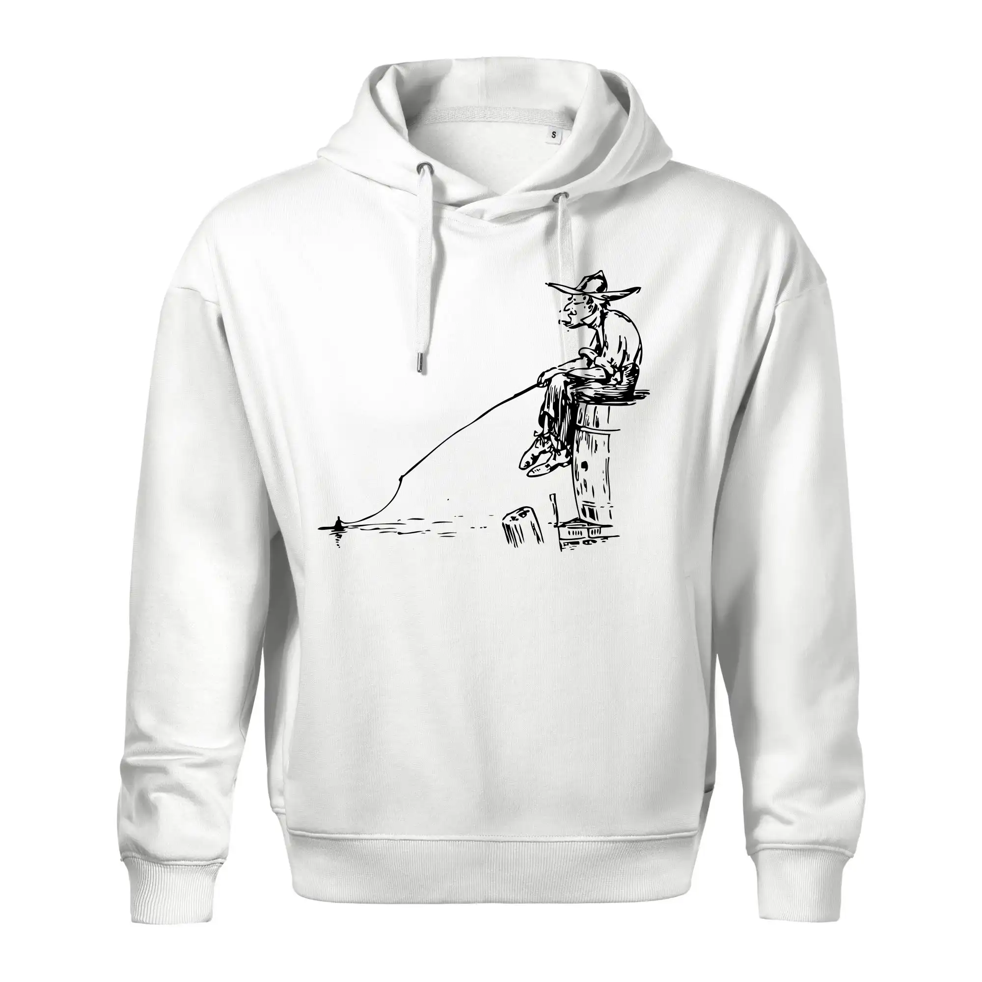 Kreslený rybář na pařezu