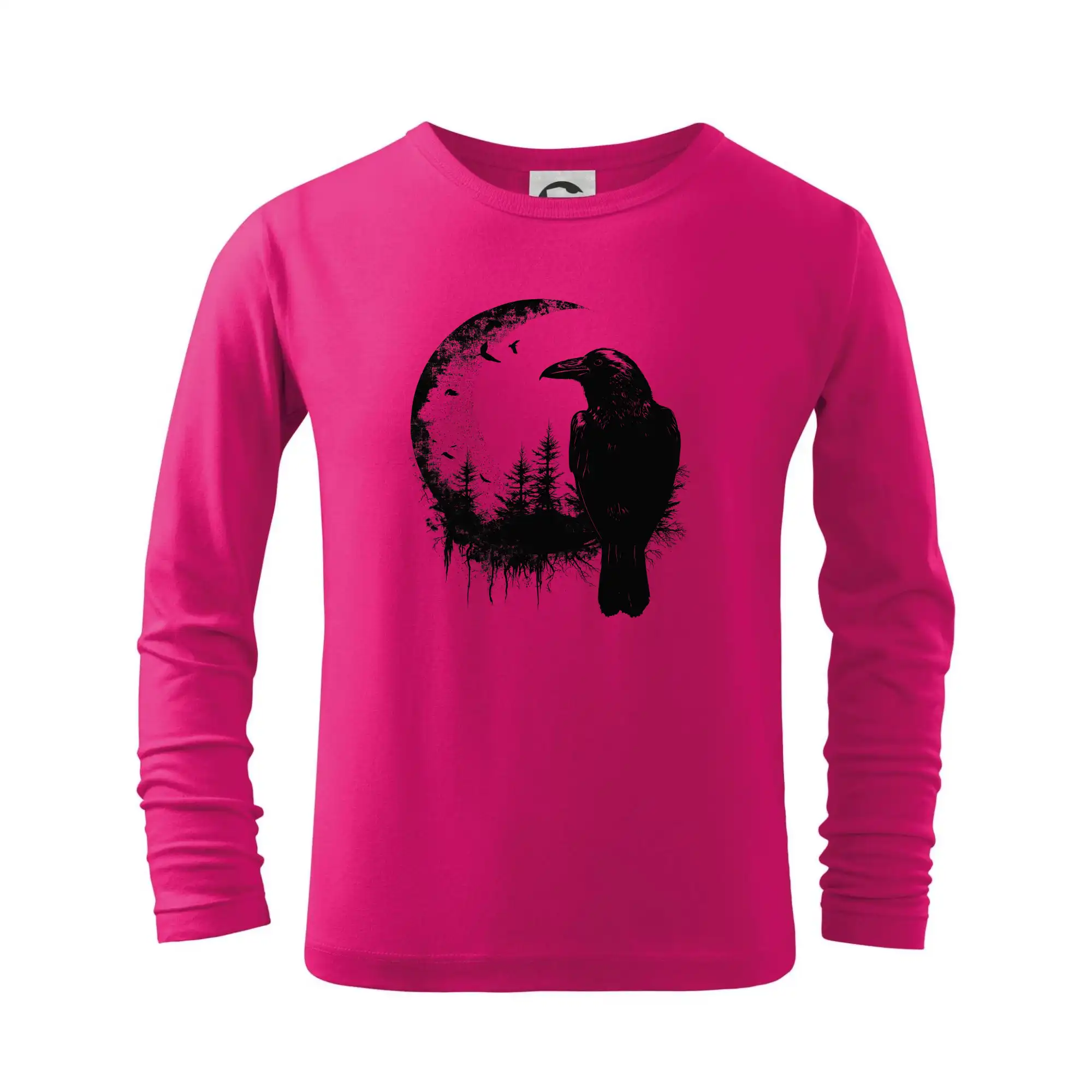 Tričko s motívmi vtákov - Vrana a mesiac - Tričko detské Long Sleeve