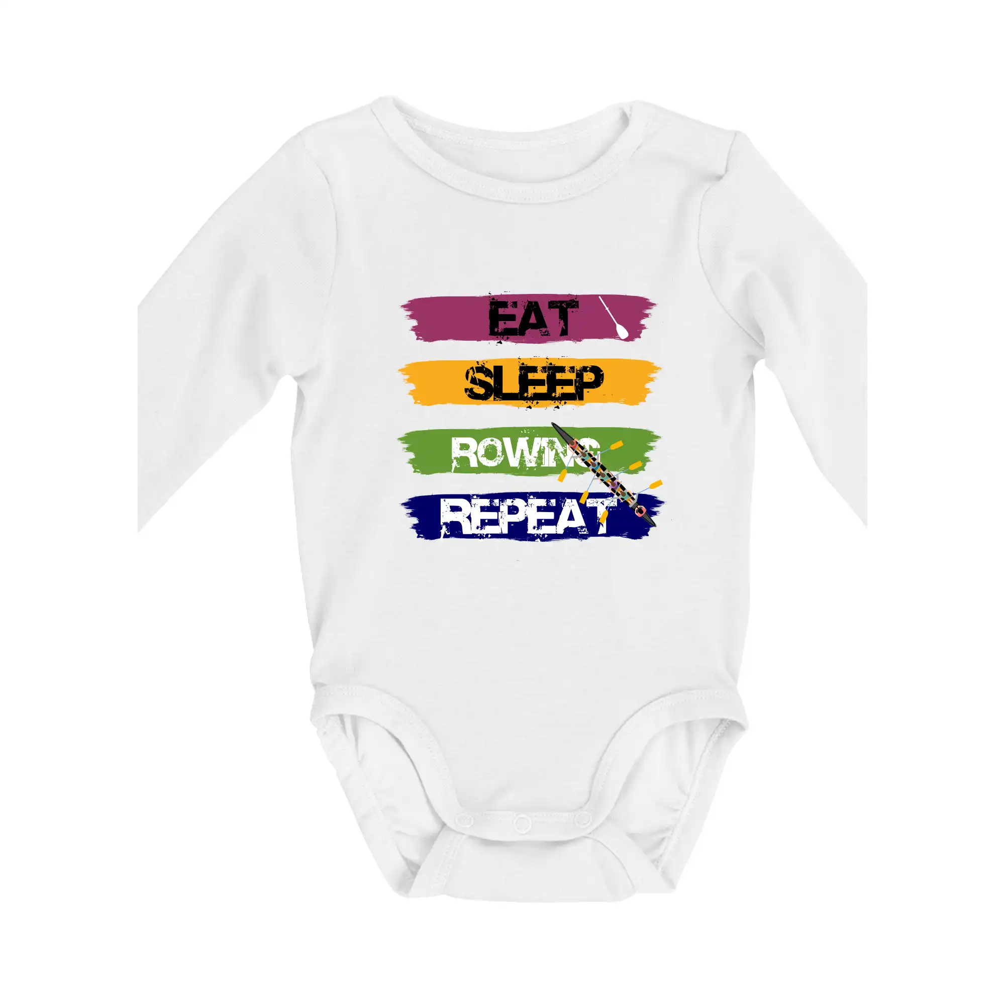 Vodácke tričká - Eat sleep rowing repeat farebné - Body dojčenské s dlhým rukávom