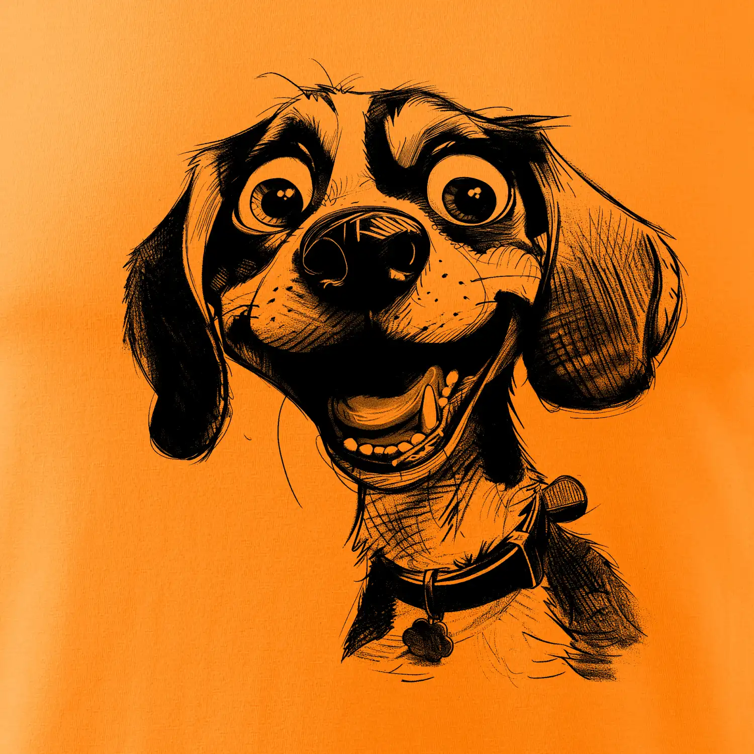 Černobílá karikatura bígl