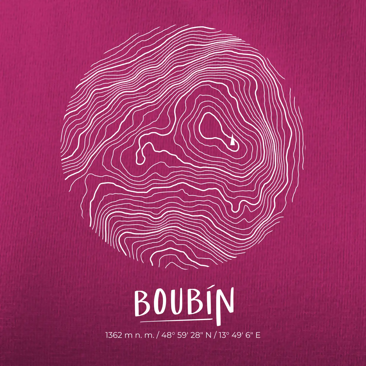 Boubín - vrstevnice v kruhu