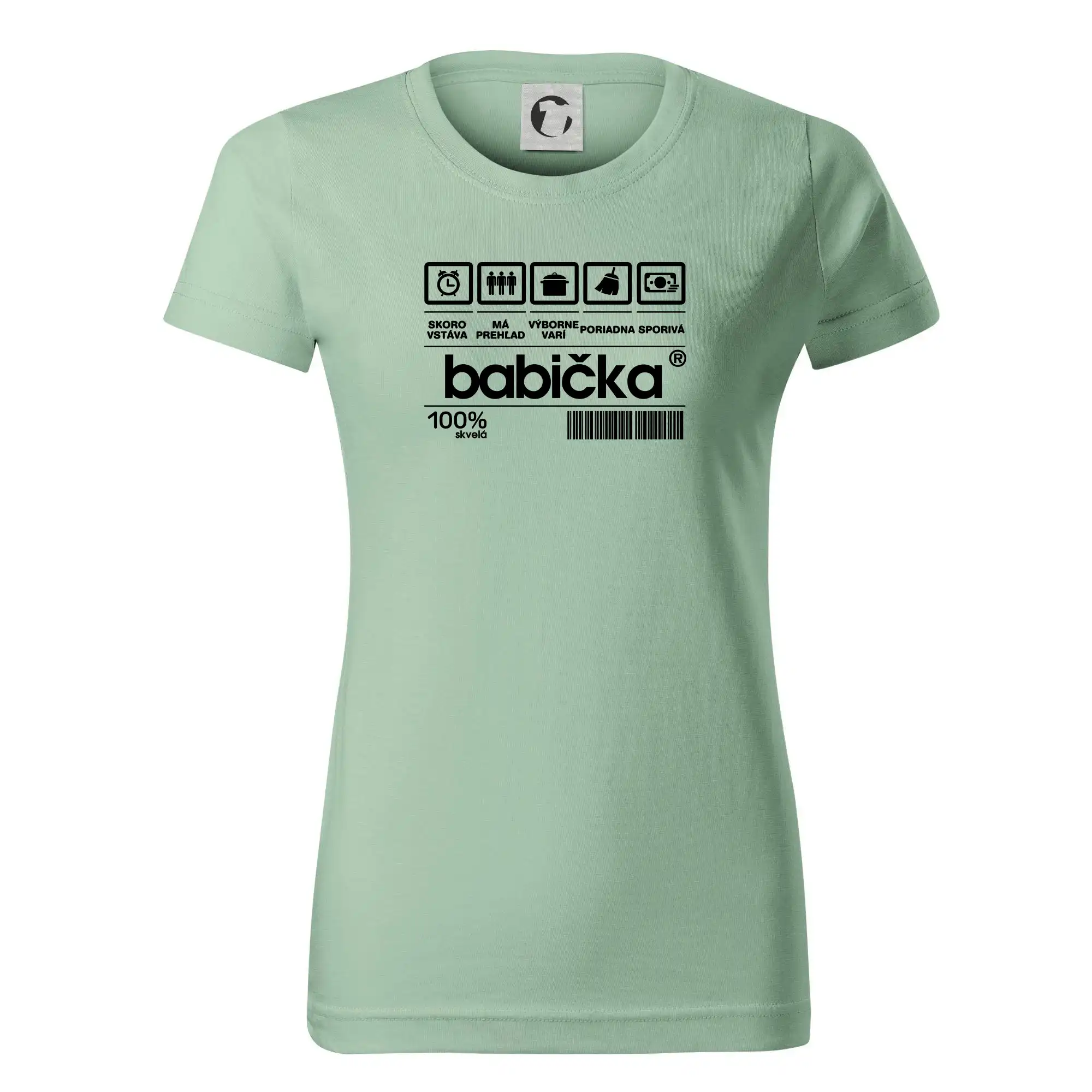 Tričká a mikiny pre babičku - Čiarový kód - babička - Dámske tričko basic - ľahko voľnejšie a dlhšie