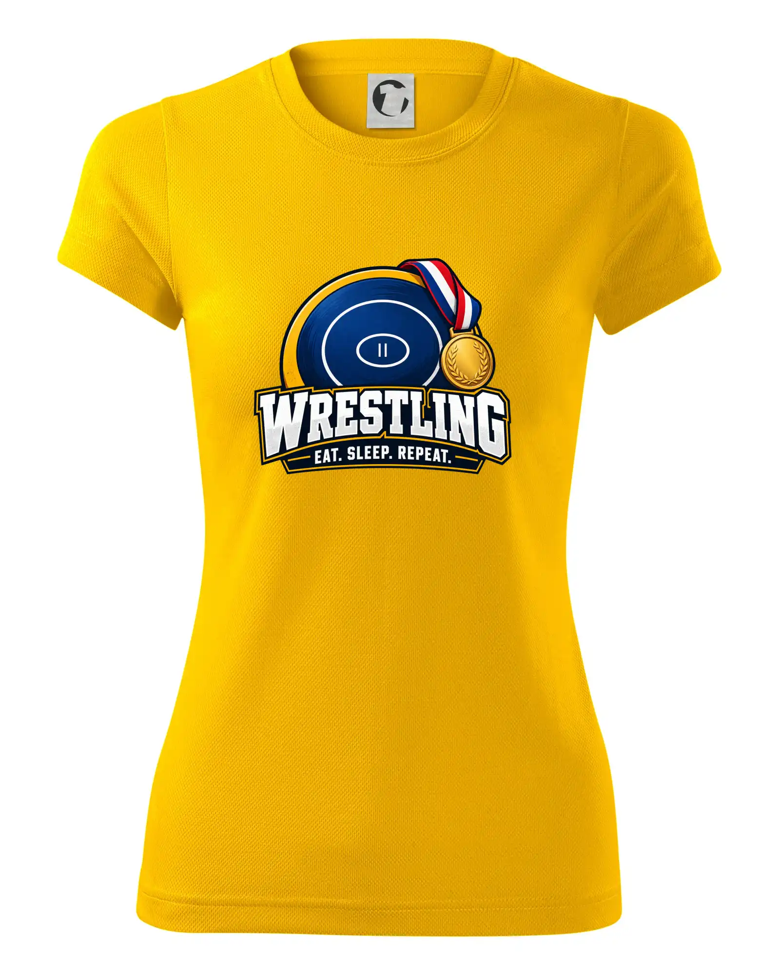 Zápasnická žíněnka se zlatou medailí eat sleep wrestling  repeat