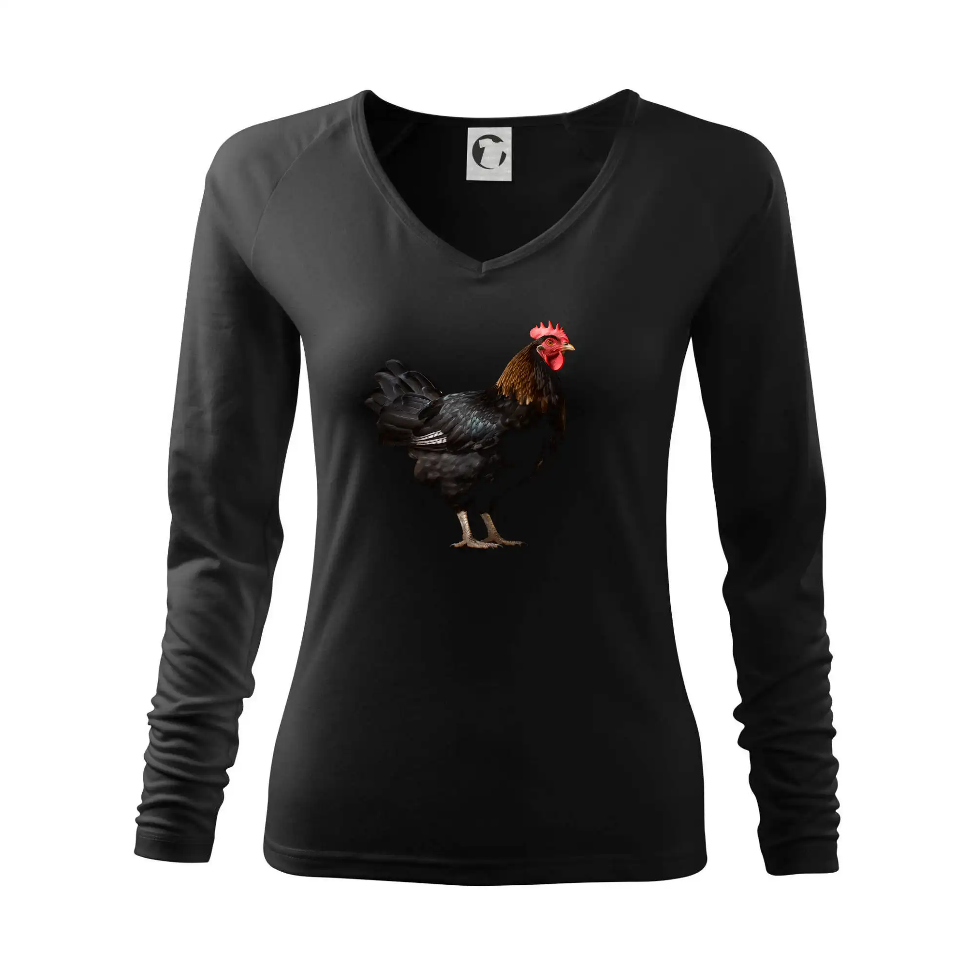 Tričká so zvieratami - Sliepka z boku čierna fotografia - Tričko dámske Elegance