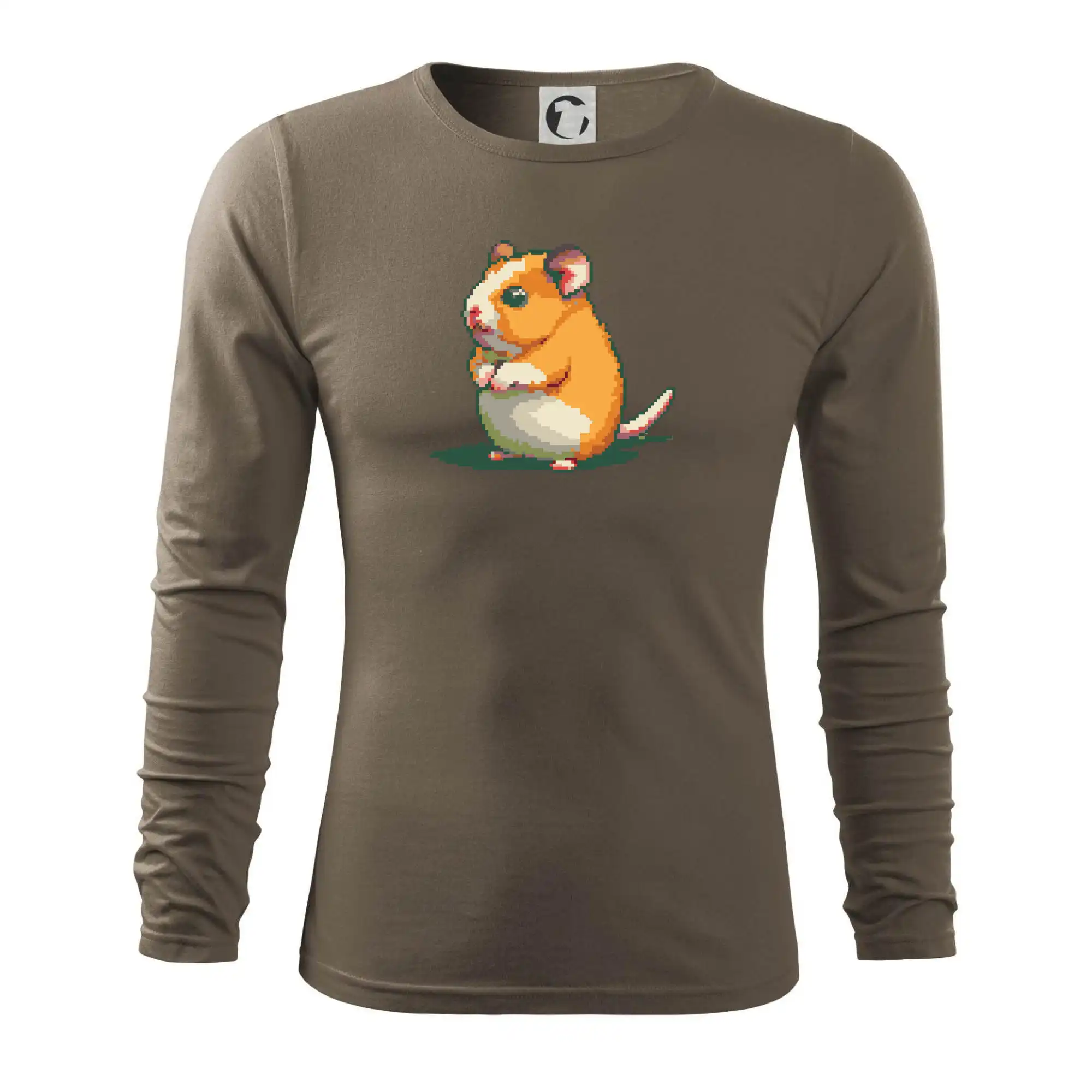 Tričká so zvieratami - Škrečok pixel - Tričko s dlhým rukávom FIT-T long sleeve
