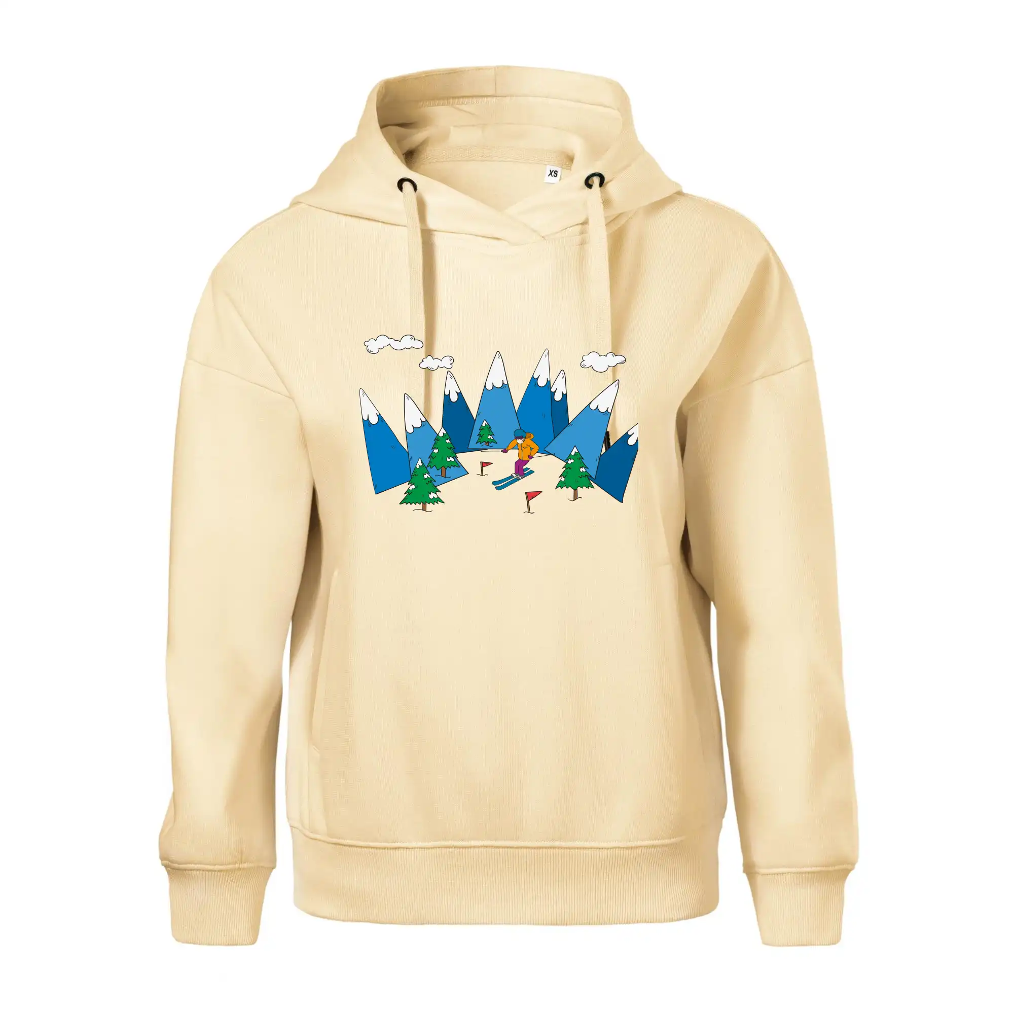 Lyžař a barevné hory