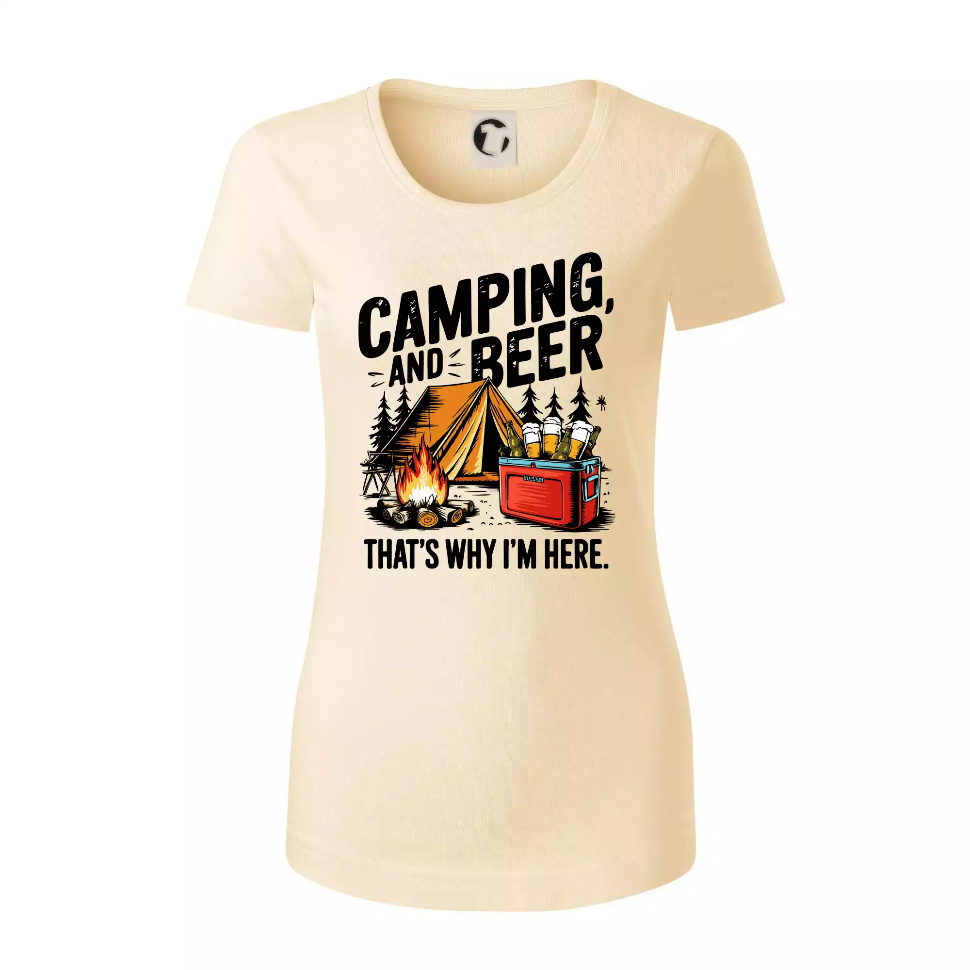 Černý nápis nápis Camping and beer