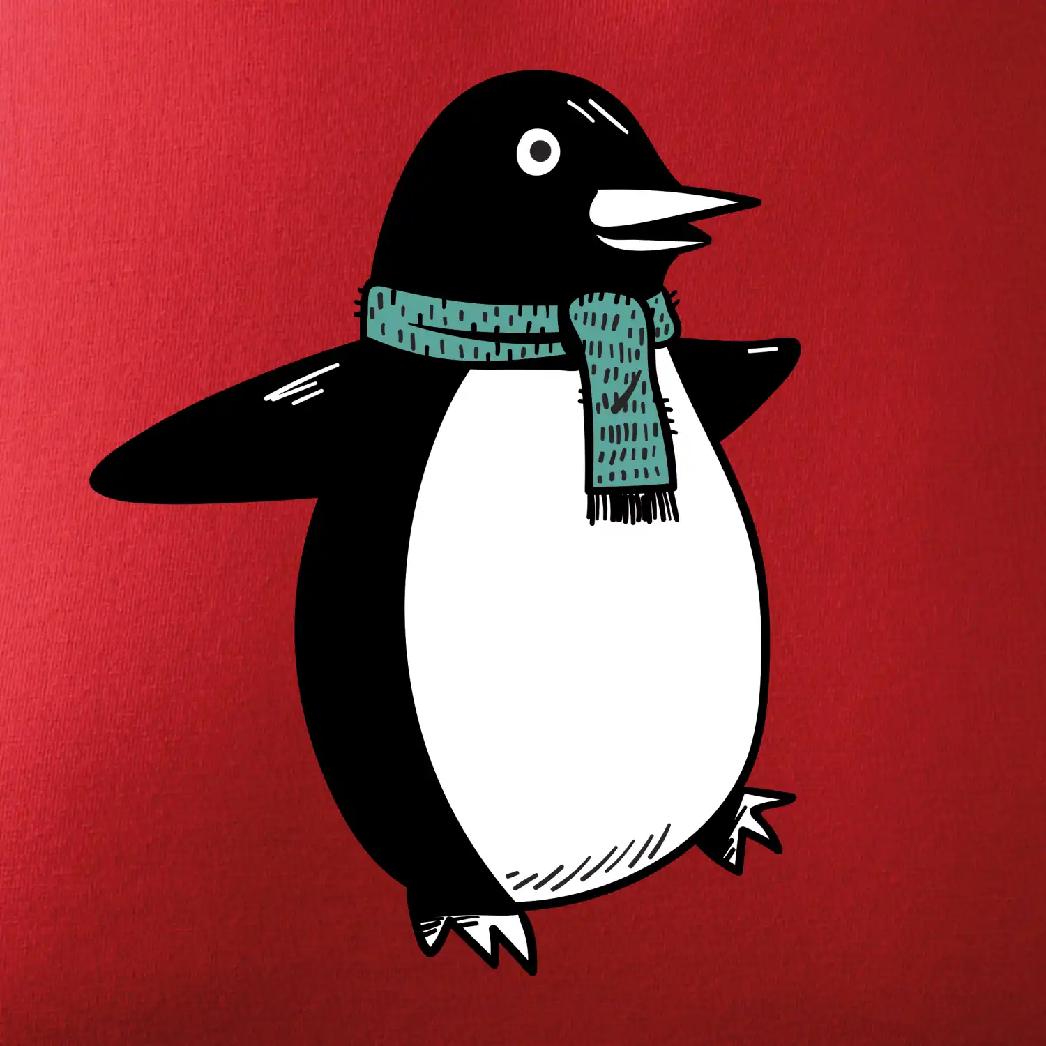 Tučňák se zelenou šálou