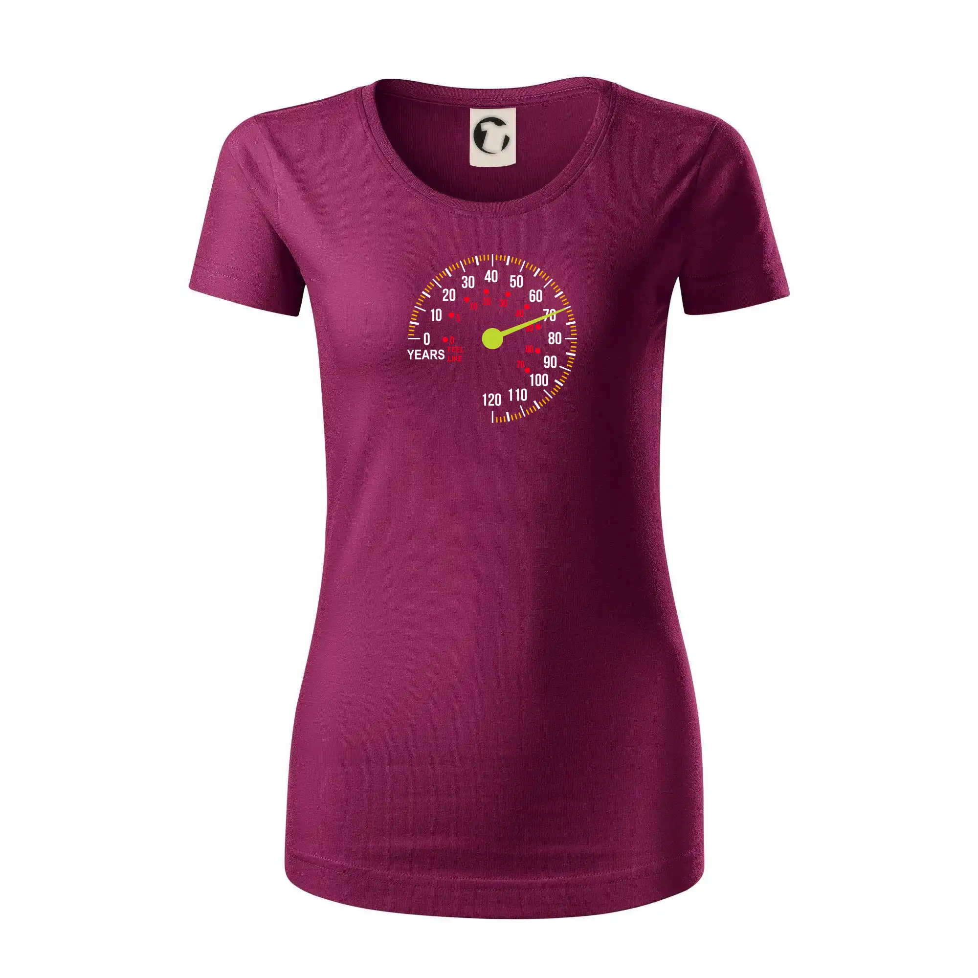 Tričká k narodeninám - Tachometer cíti sa - 70 rokov - Dámske tričko z organickej bavlny Origin (GOTS)