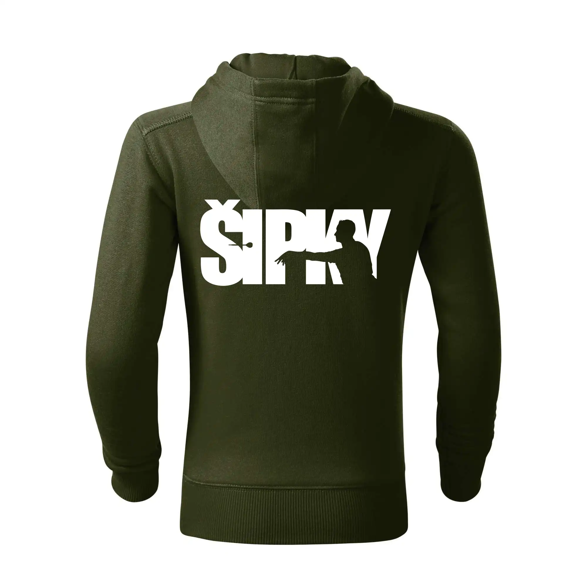 Šipky - nápis se šipkařem