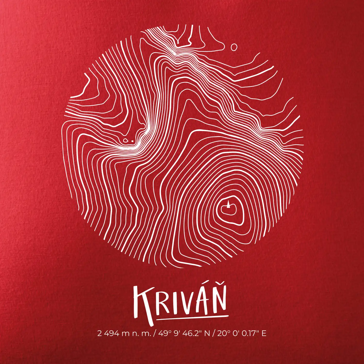 Kriváň - vrstevnice v kruhu