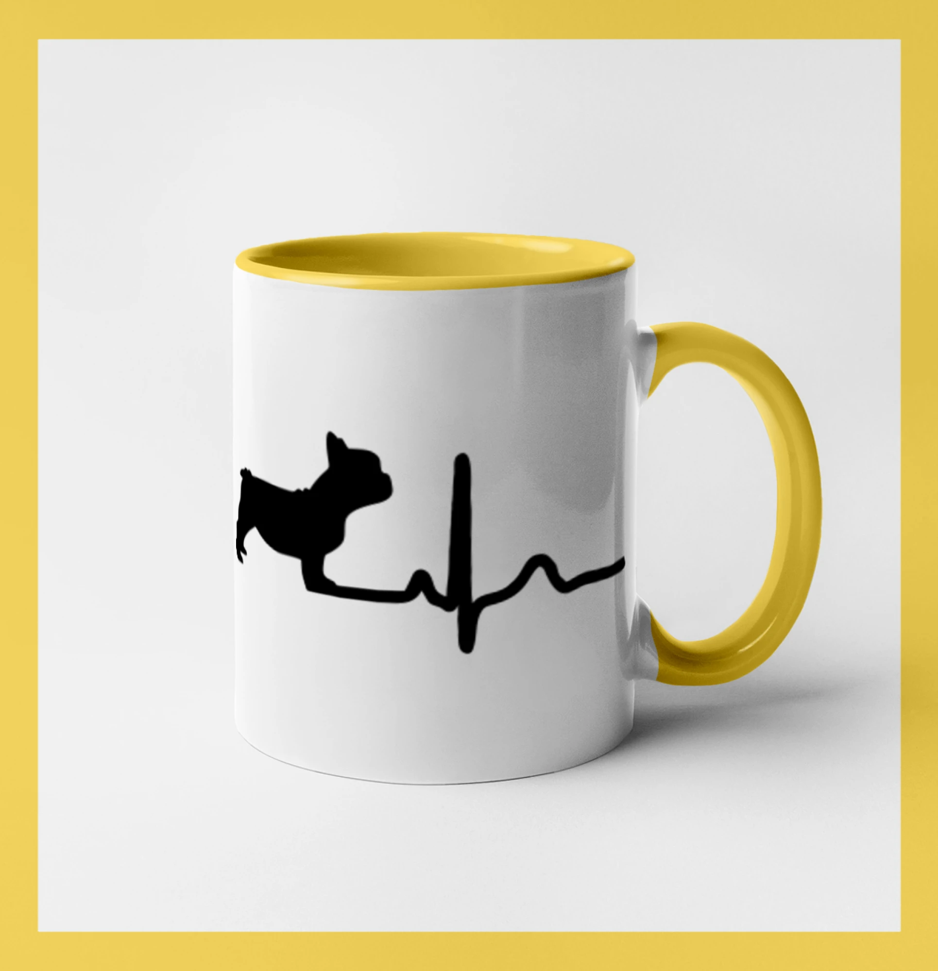 Ostatné psie plemená - EKG Francouzský buldoček z boku - Hrnček 