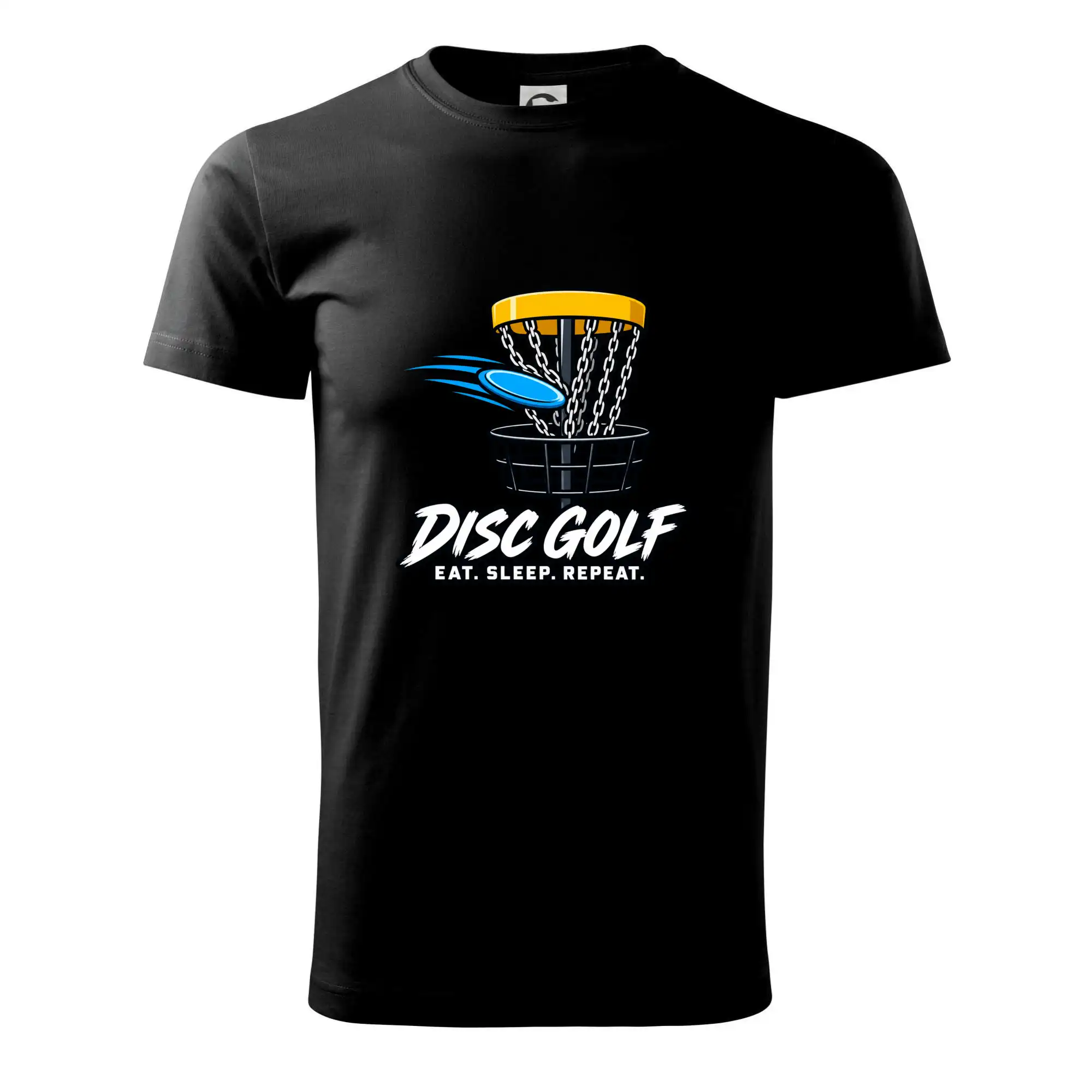 Discgolfový koš s letícím diskem eat sleep repeat