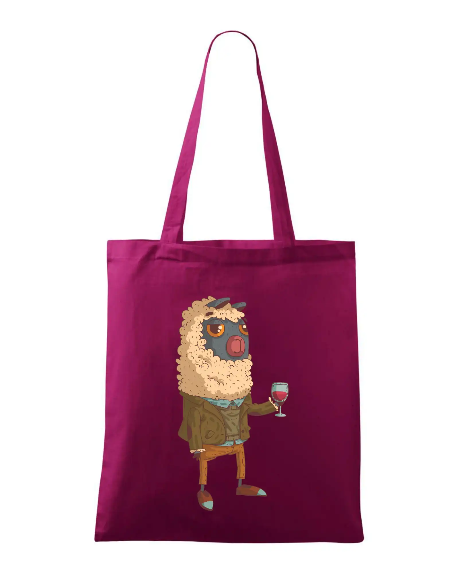 Tričká so zvieratami - Alpaka s vínom muž - Taška bavlnená