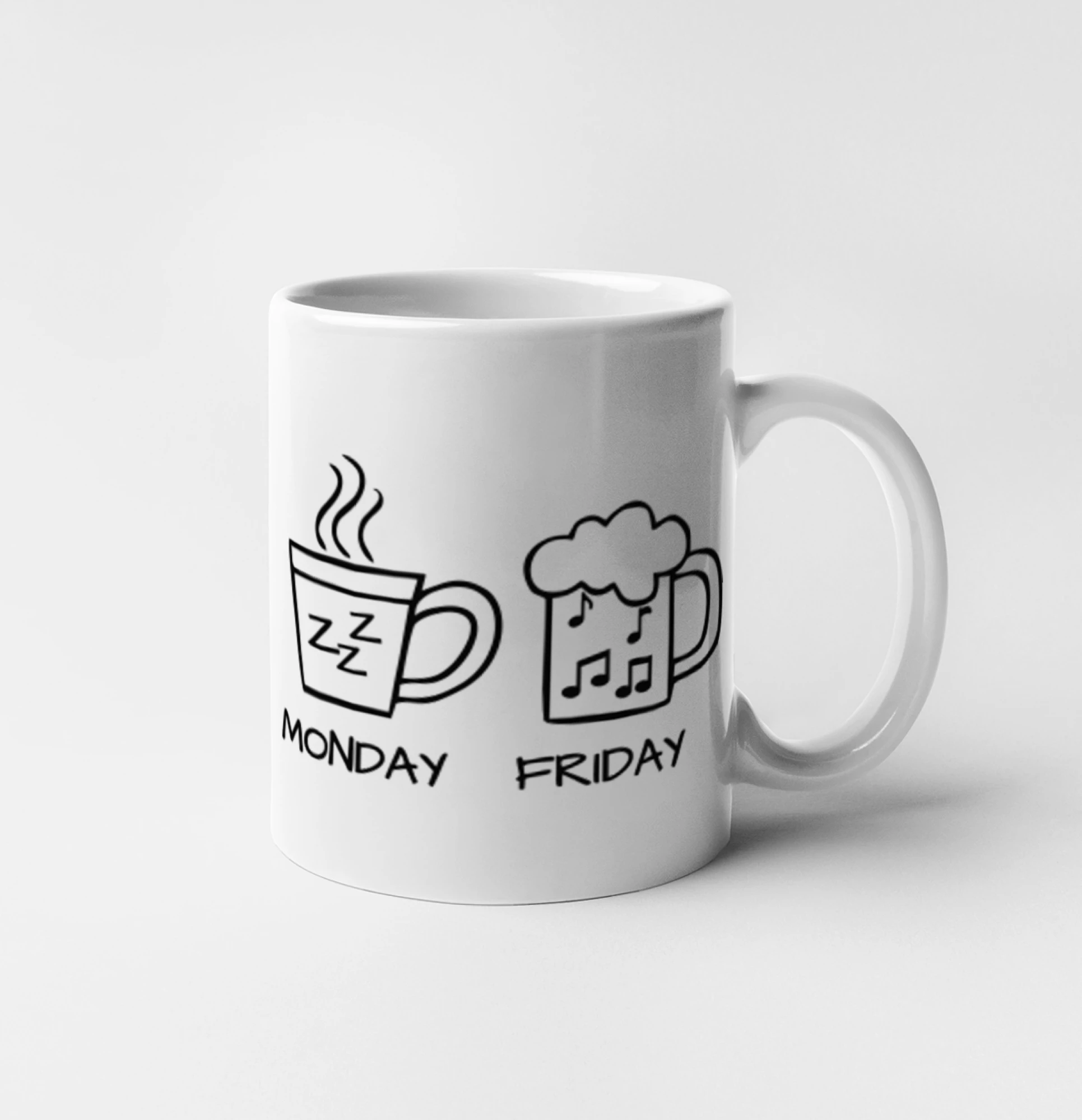 Vtipná tričká pre pivárov - Monday - Friday - Coffee Beer - Hrnček 