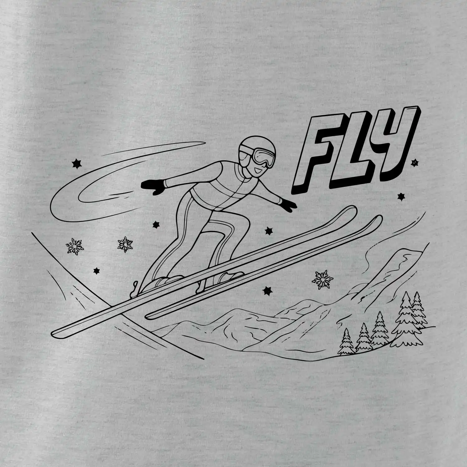 Skokan na lyžích černý obrázek FLY