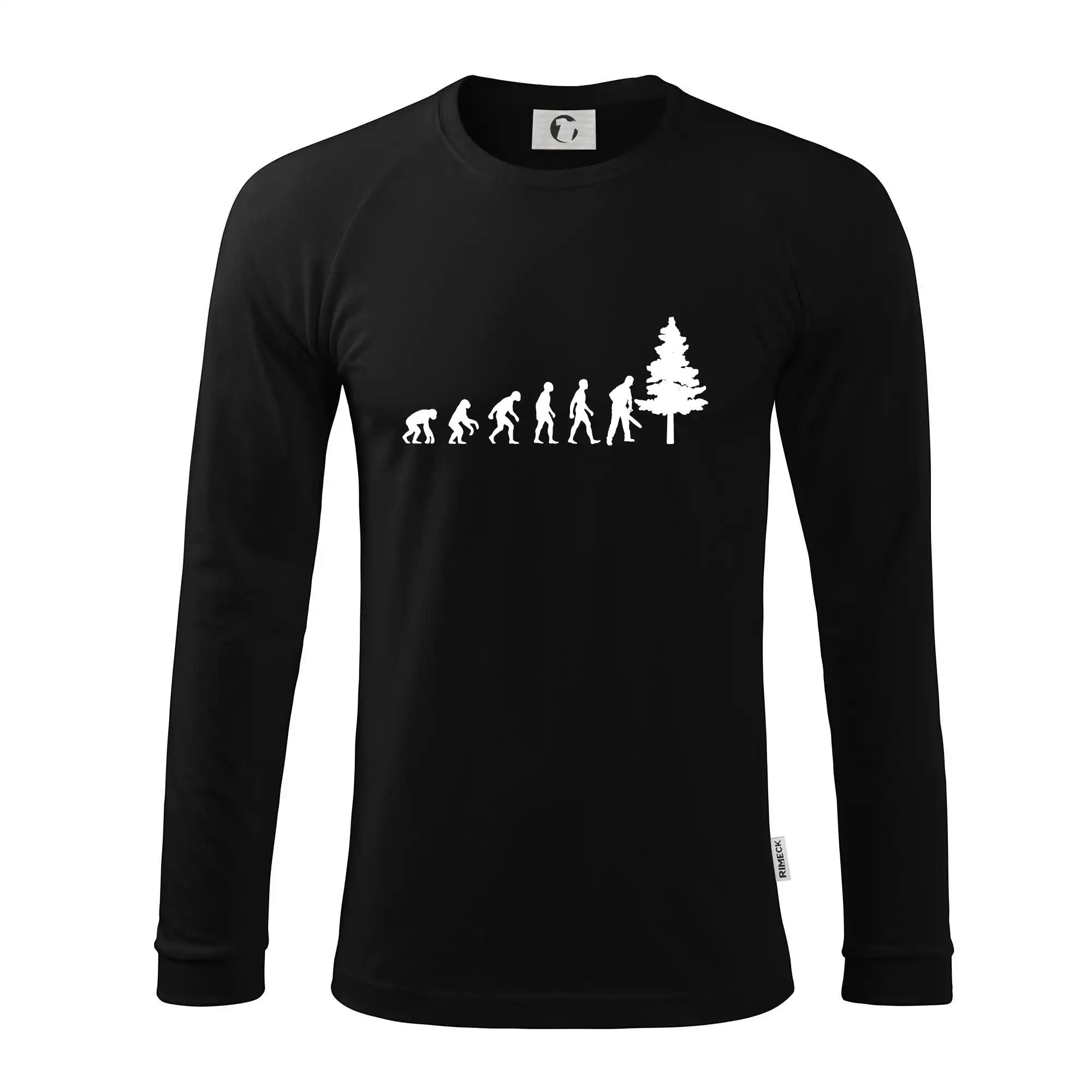 Evoluce dřevorubec - pila a strom