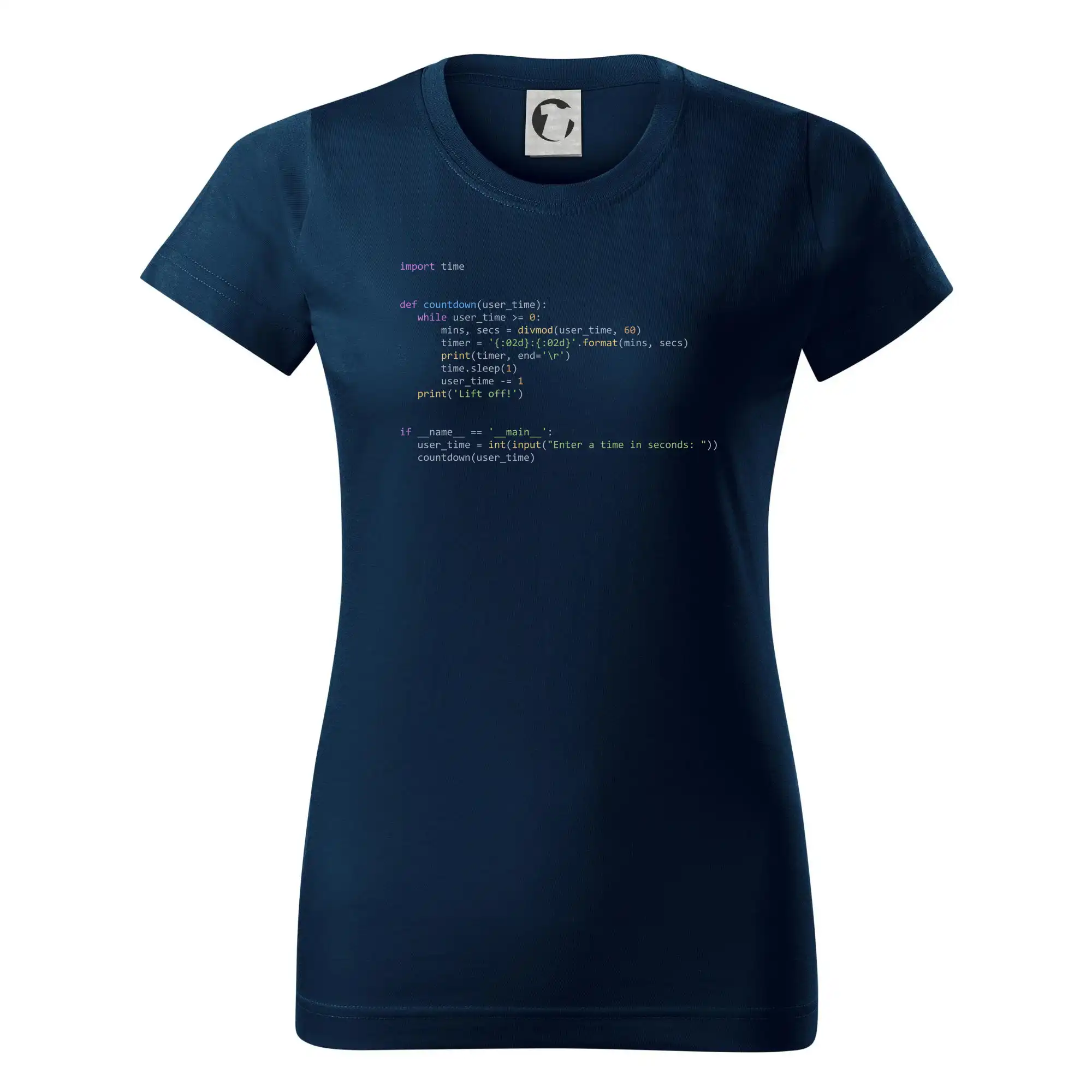 Tričká pre ajťákov - Python Odpočet času - Dámske tričko basic - ľahko voľnejšie a dlhšie