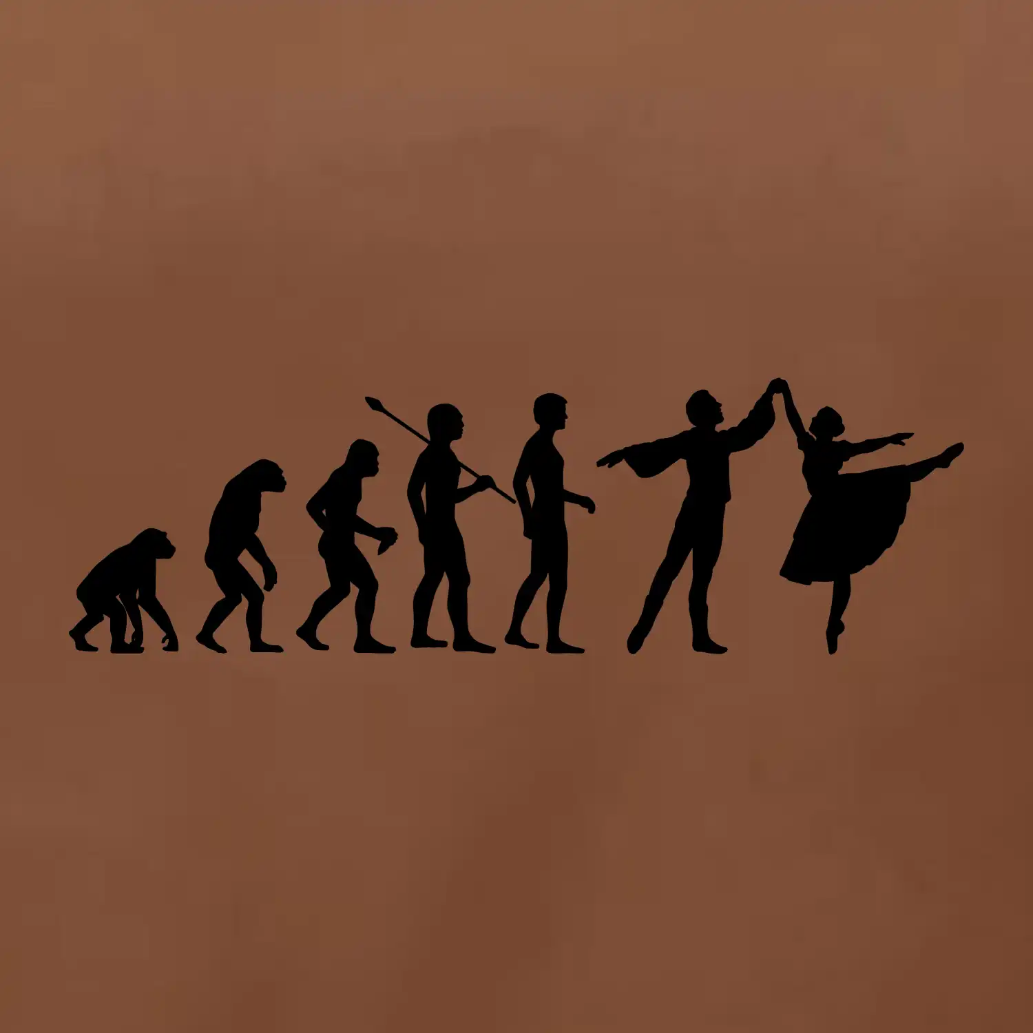 Evoluce tanec - muž a žena se sukní