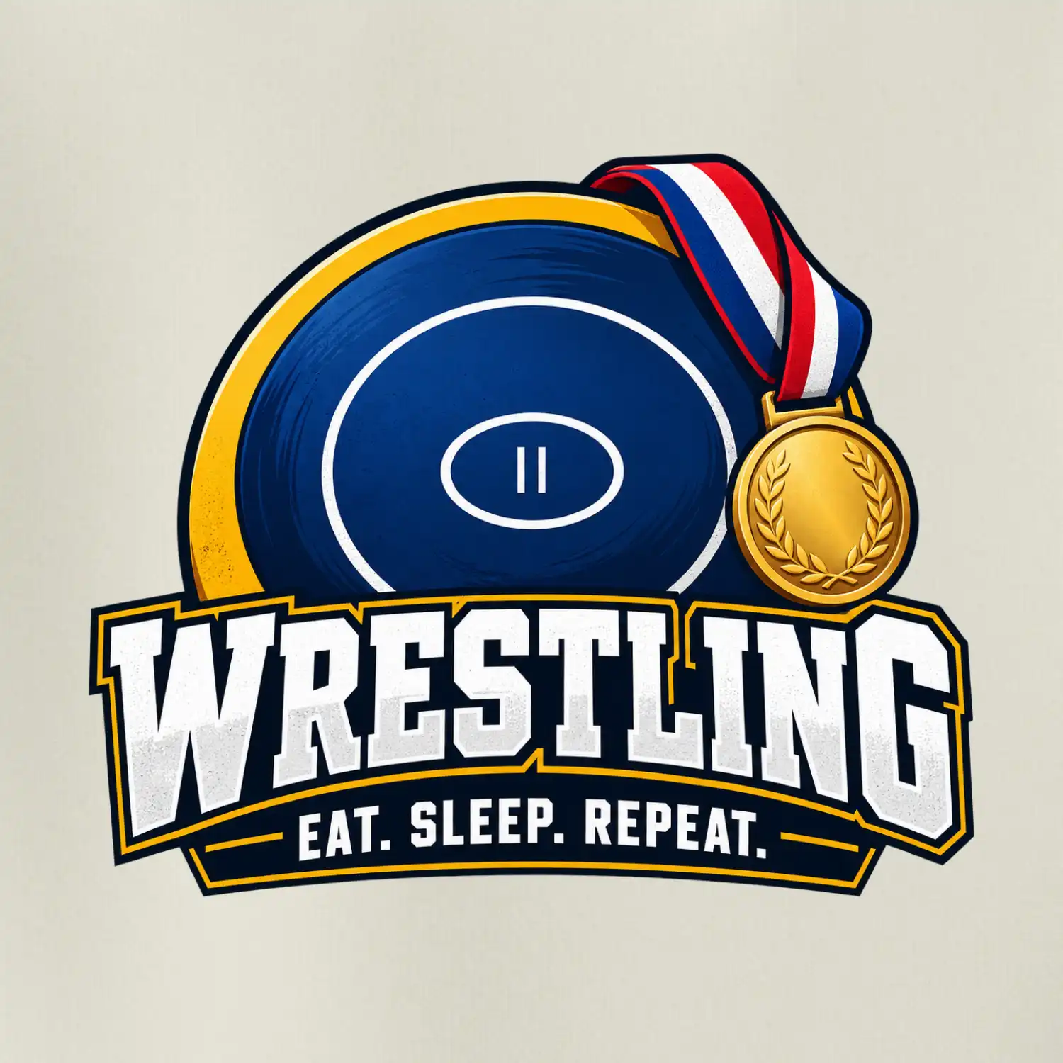 Zápasnická žíněnka se zlatou medailí eat sleep wrestling  repeat