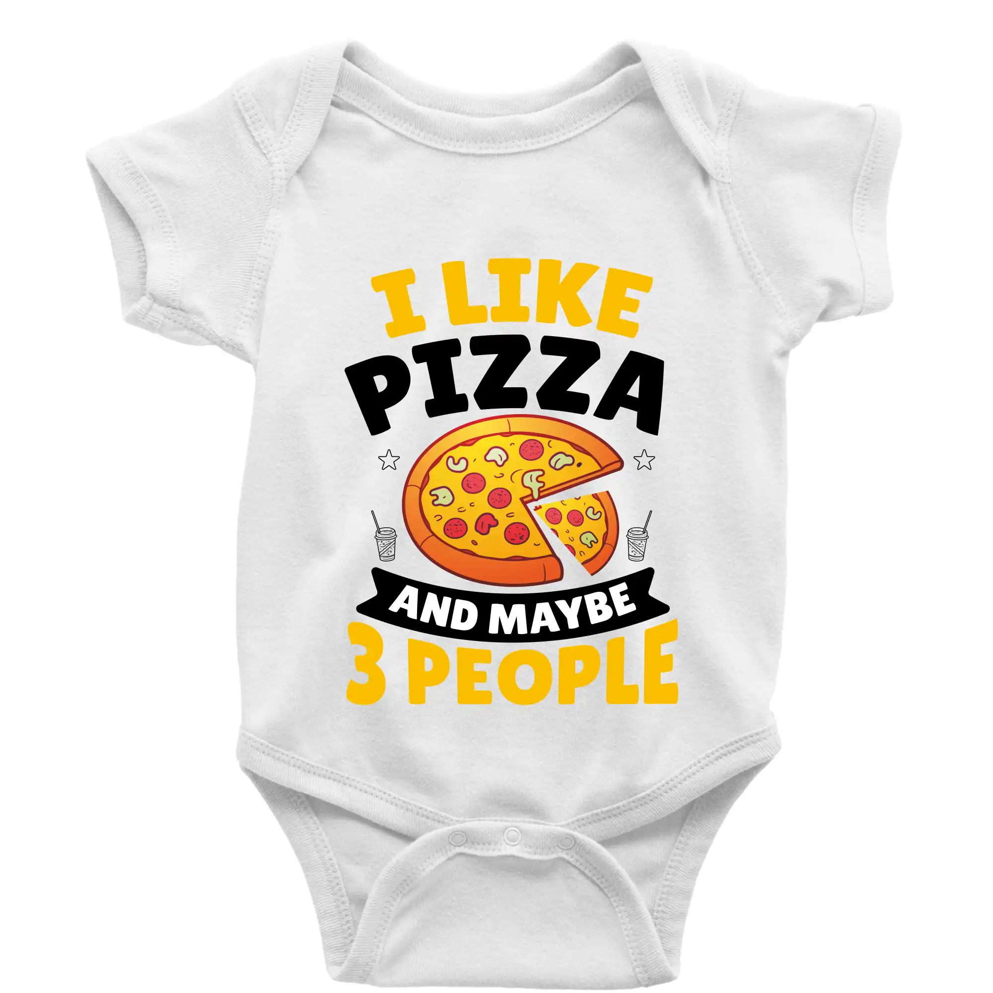 Tričká a zástery na grilovanie - I like pizza and maybe 3 people - Body dojčenské s krátkym rukávom