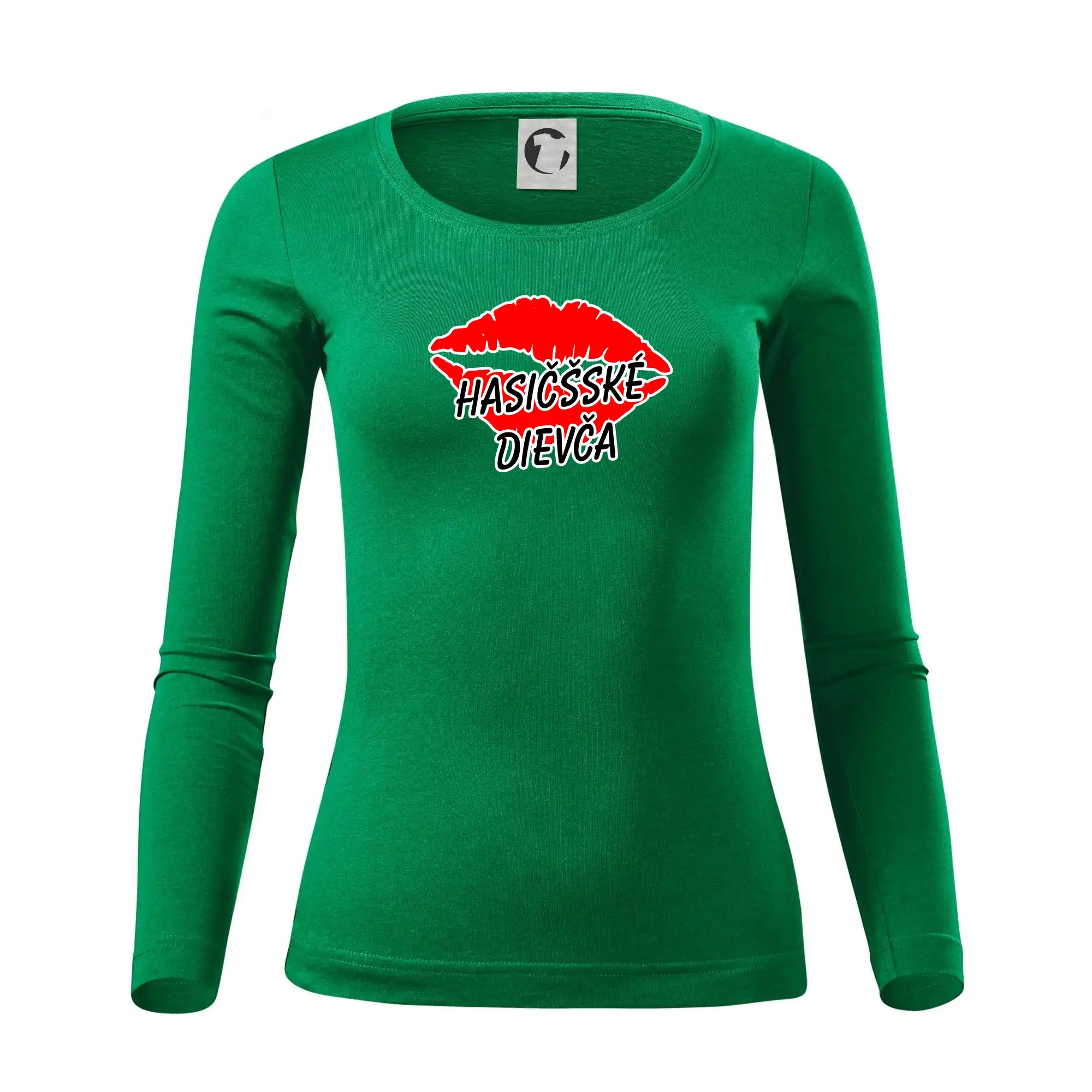 Originálne tričká pre hasičov - Hasičšské dievča pery - Dámske tričko FIT-T LS - zužené
