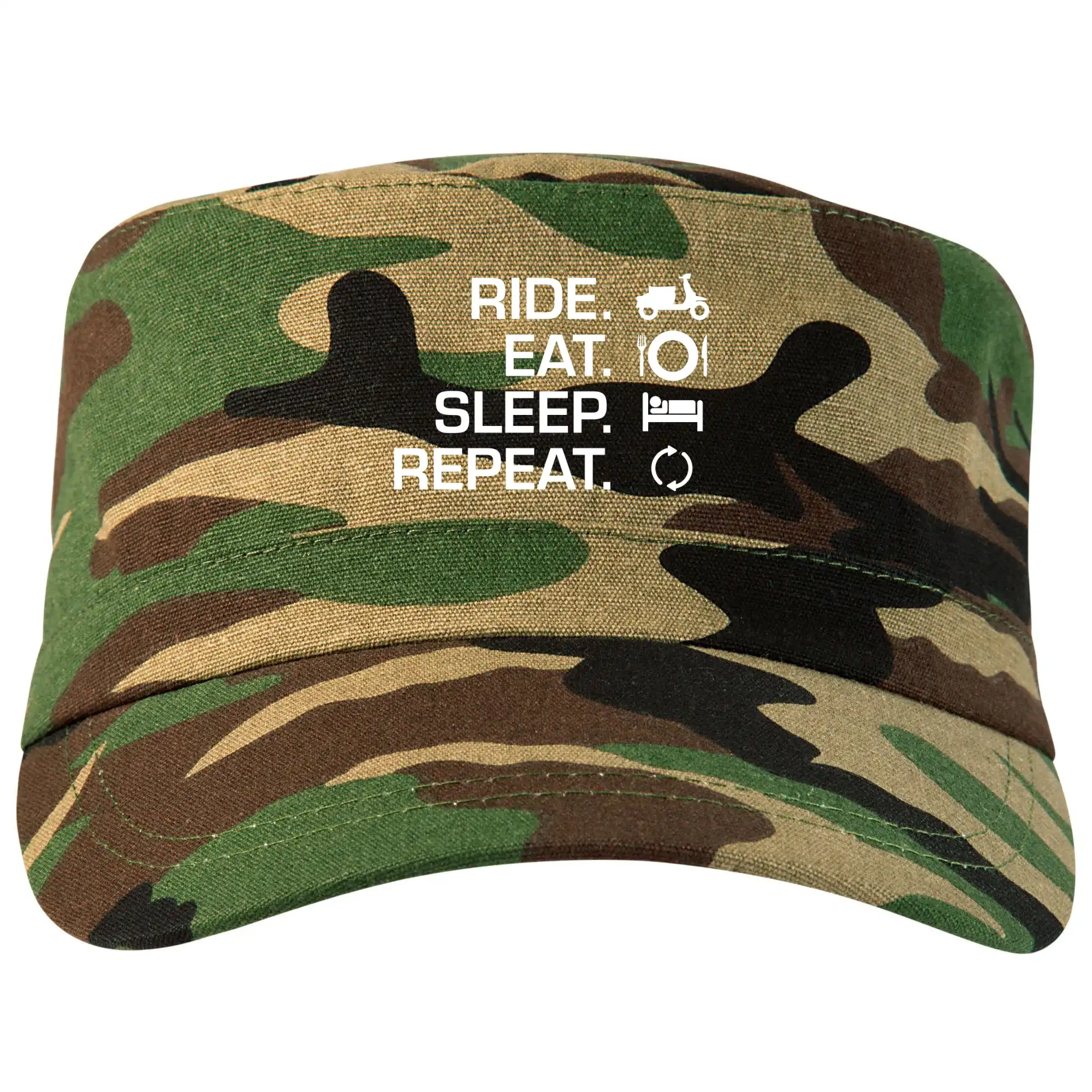Tričko sa skútrom - Ride Eat Sleep Repeat moto skúter - Šiltovka CAMO