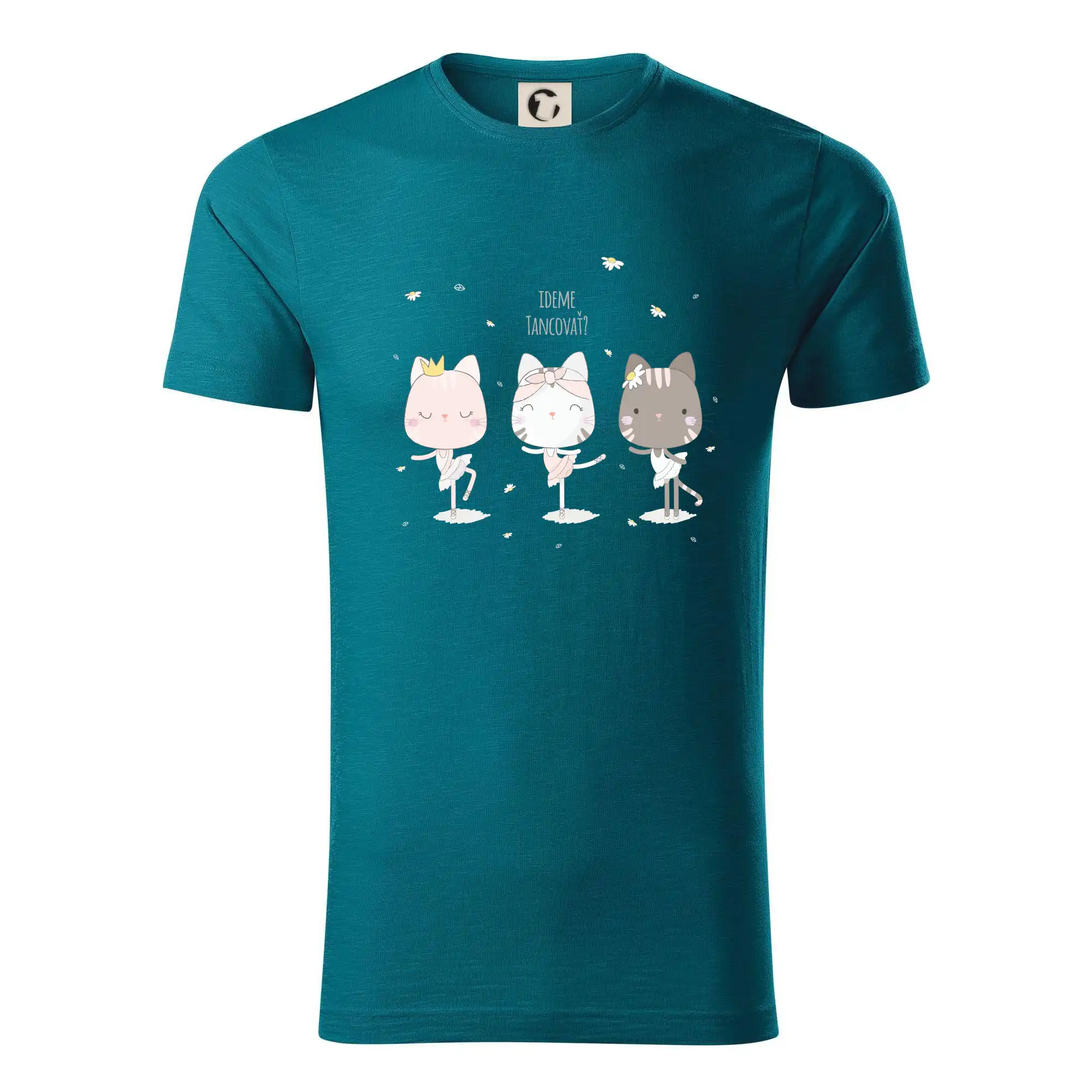 Vtipná tričká s mačkou - Mačka Ideme tancovať - Tričko z organickej bavlny