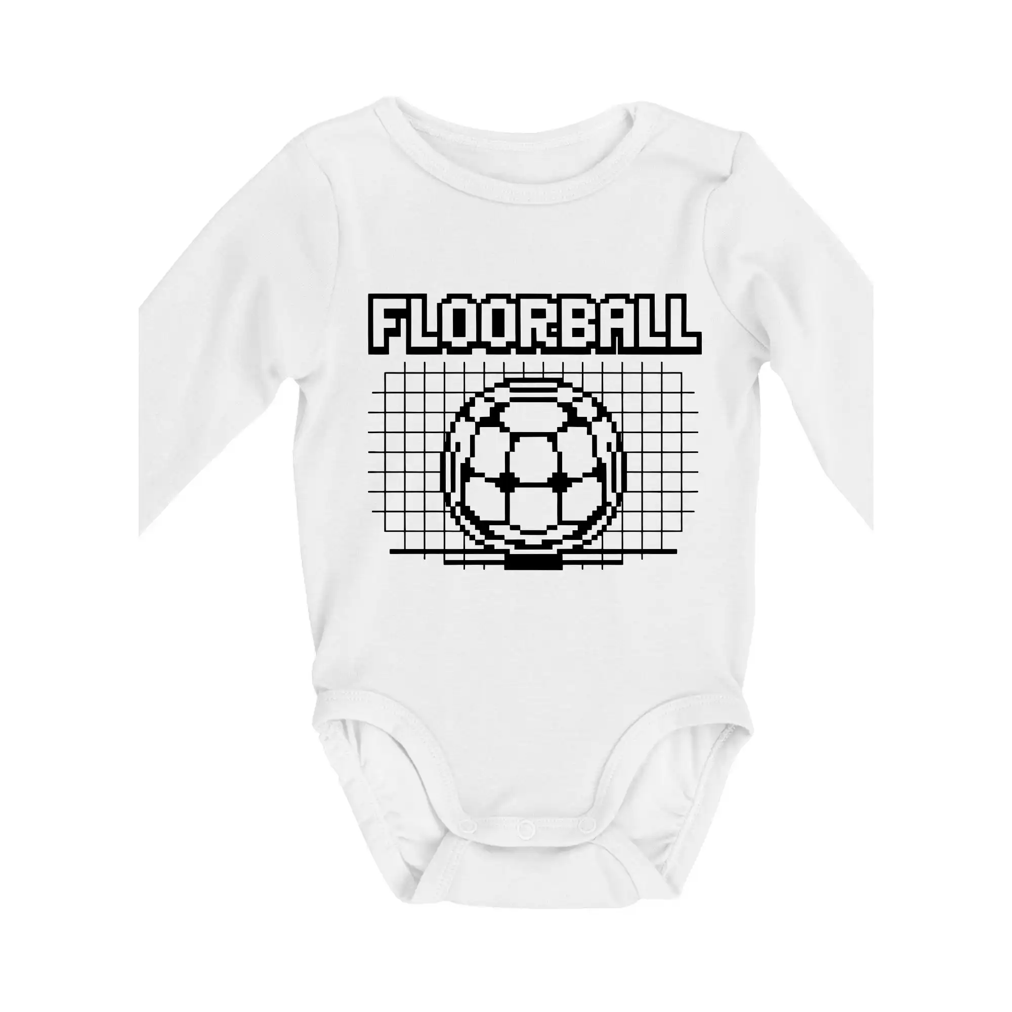 Florbalové tričká - Floorball - 90s hra design - Body dojčenské s dlhým rukávom