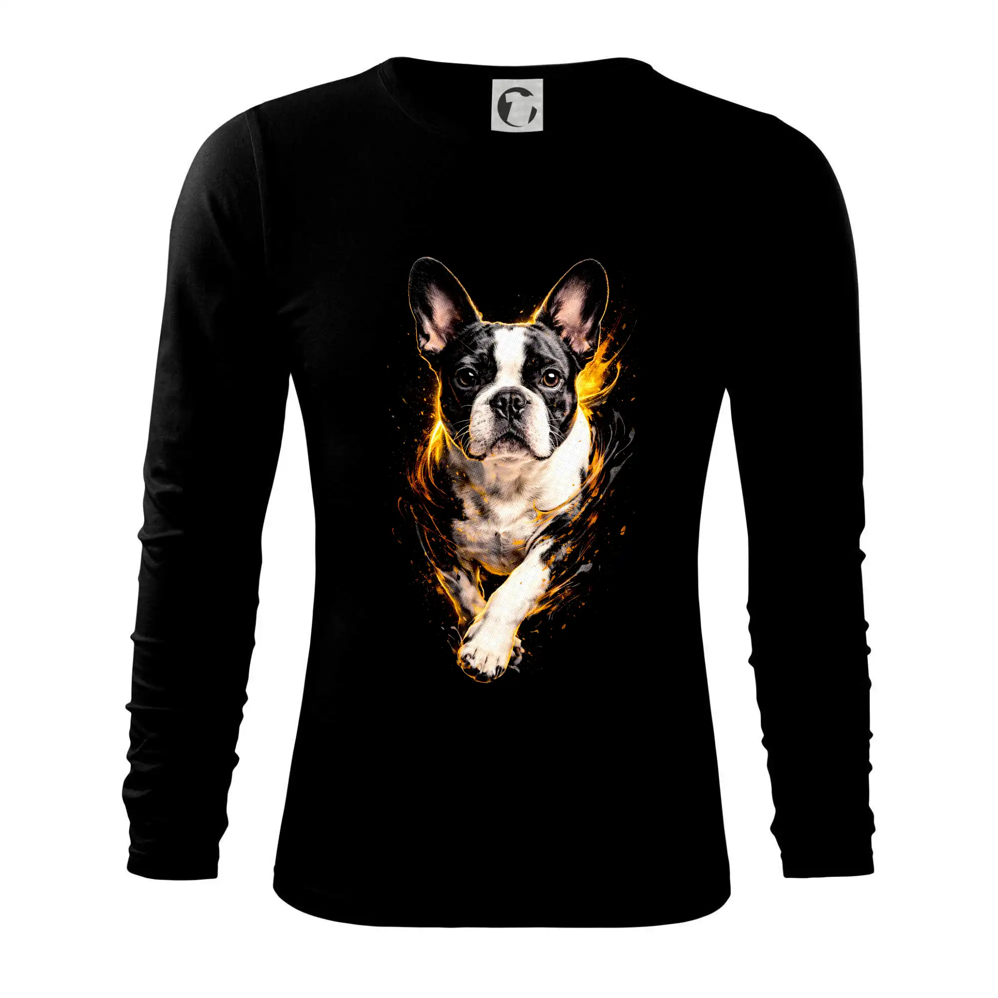 Ostatné psie plemená - Obrázok poltón Bostonský teriér bežiaci - Tričko s dlhým rukávom FIT-T long sleeve