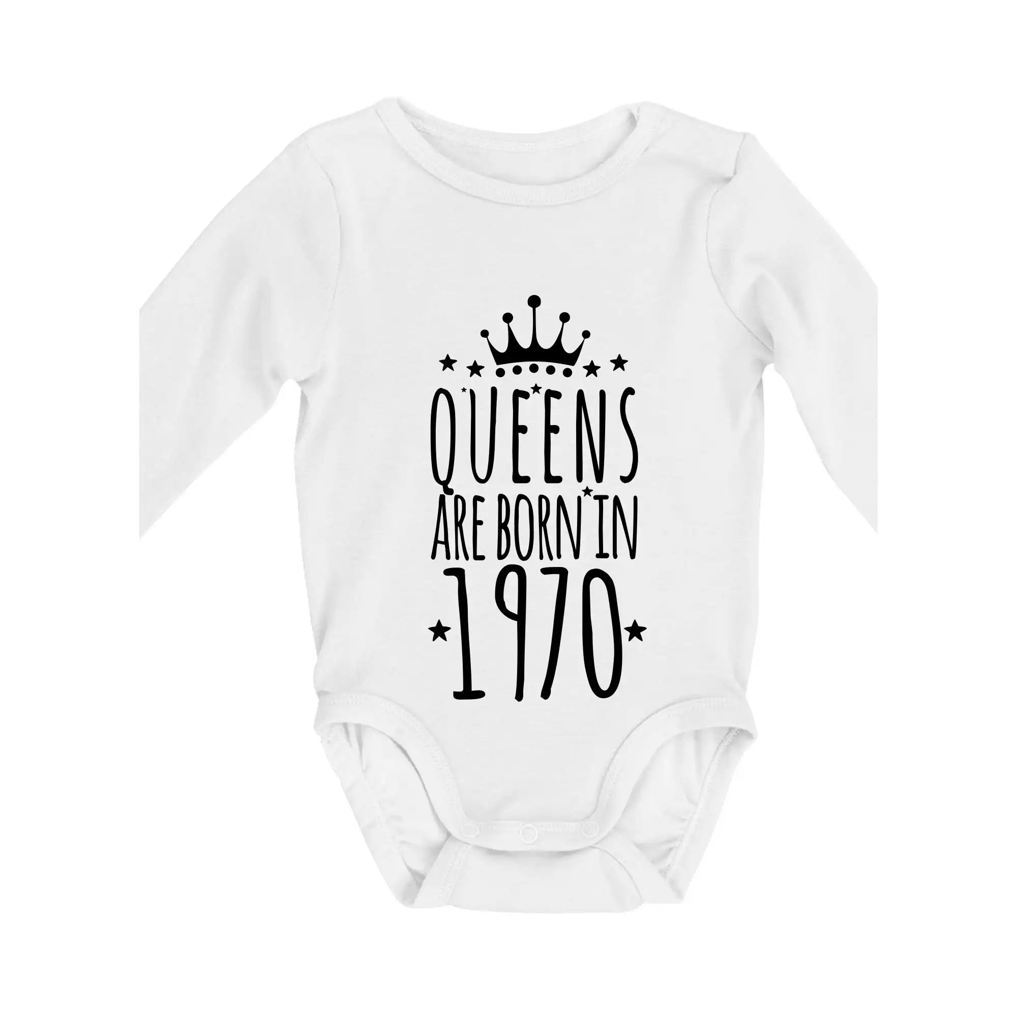 Trička s ročníkom 1970 - Queens are born in 1970 - Body dojčenské s dlhým rukávom