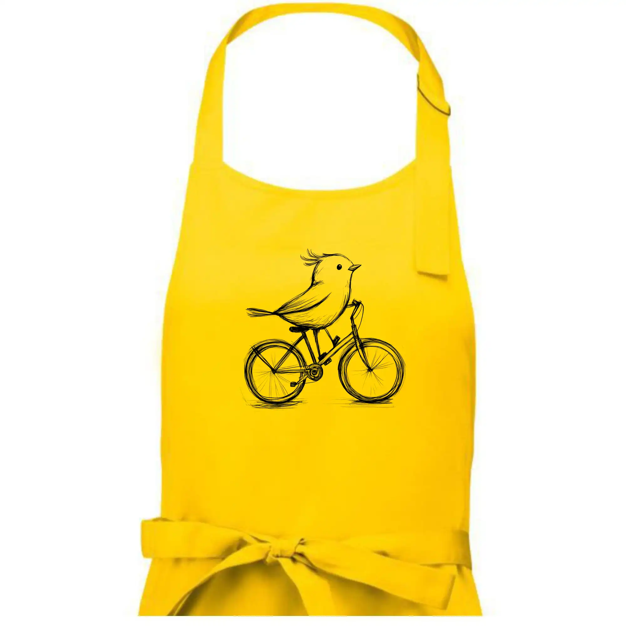 Tričko ako darček pre cyklistu - Vtáčik na bicykli - Dámska zástera na varenie